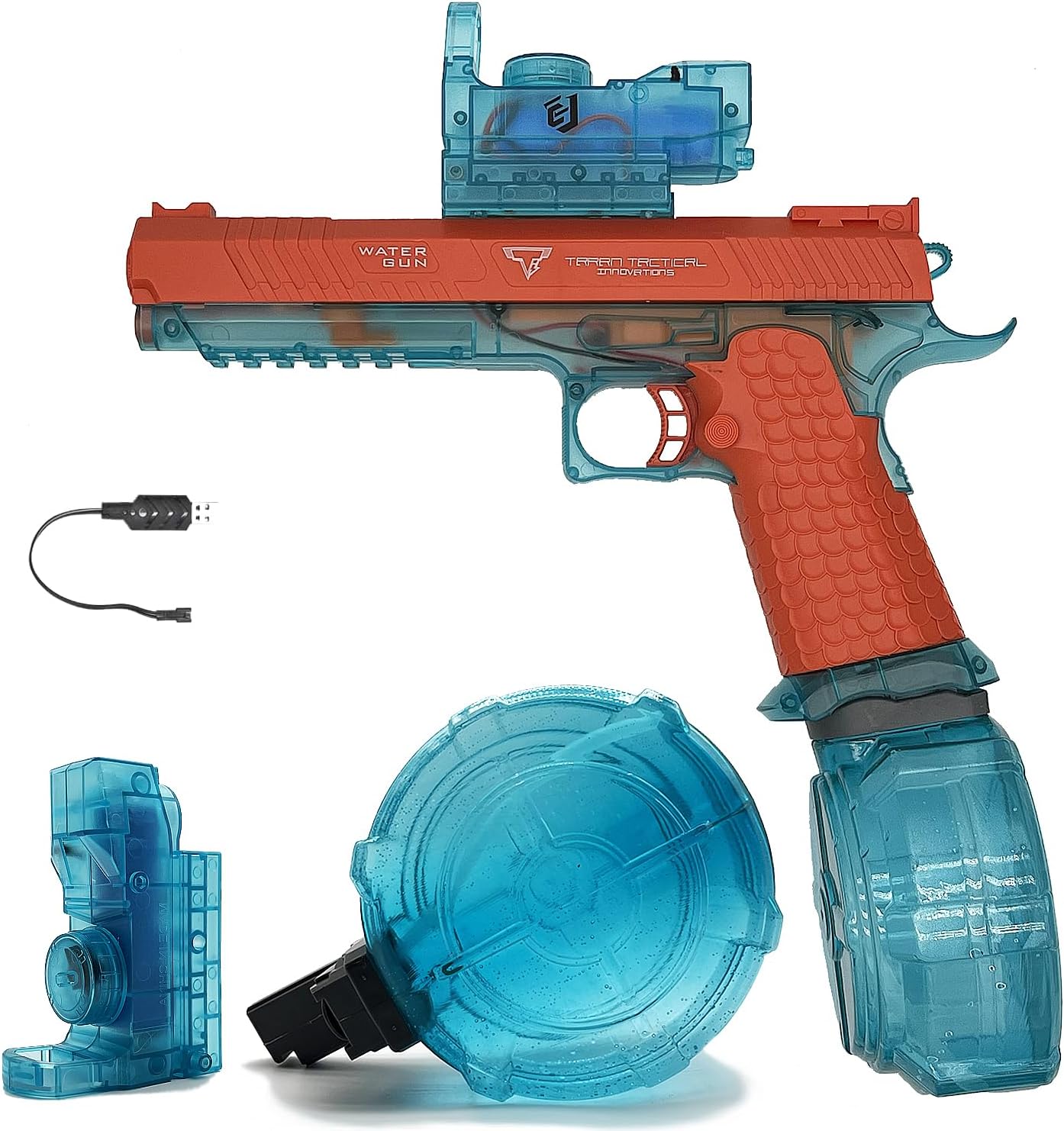 夏の水遊びに最適！Dreamplay 電動式パワフル水鉄砲 10m射程 (オレンジ)