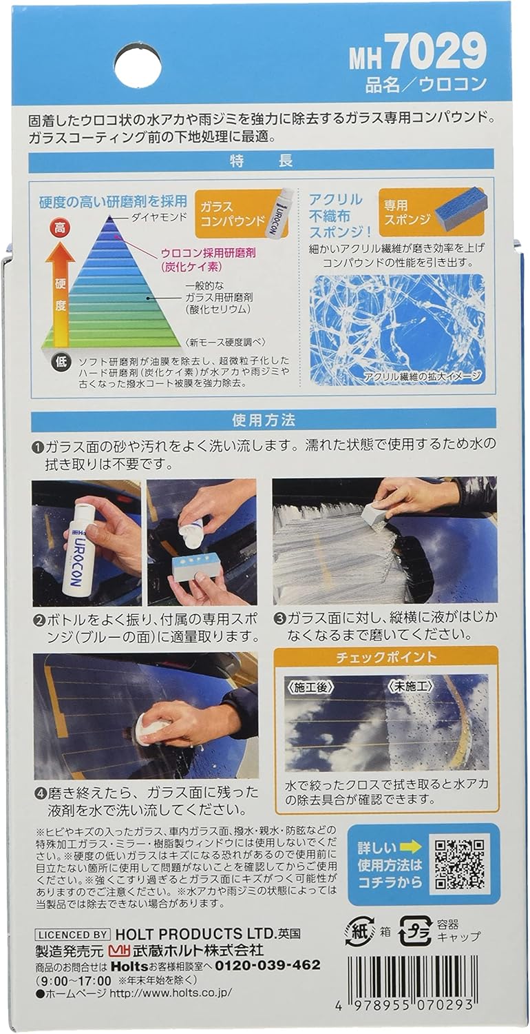 ガラス専用ウロコ除去剤 ウロコン 80g プロ仕様 スポンジ付