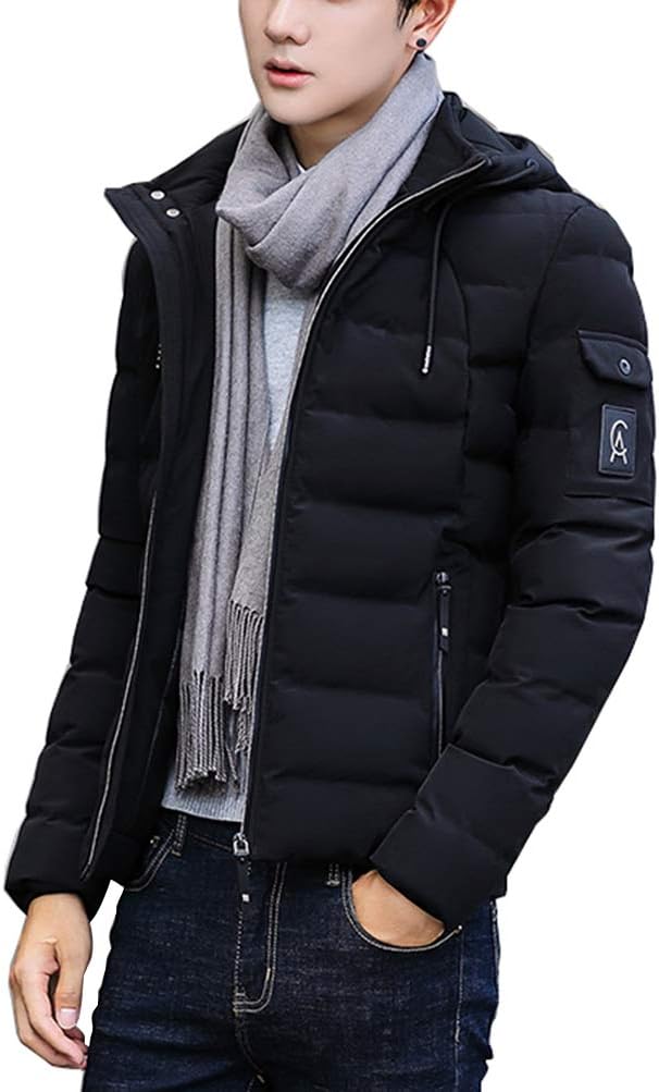 メンズフード付き超軽量ダウンジャケット - 防寒無地春秋冬用 M-4XL
