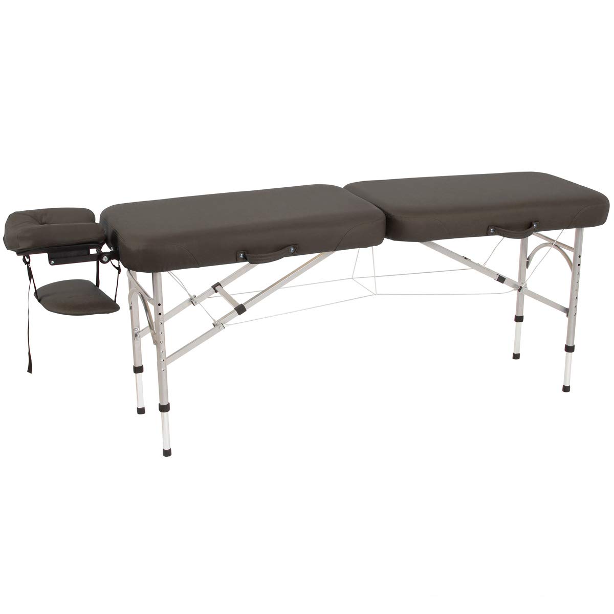 アルミ製 超軽量 折りたたみマッサージベッド ダークブラウン 170x60x60-83cm