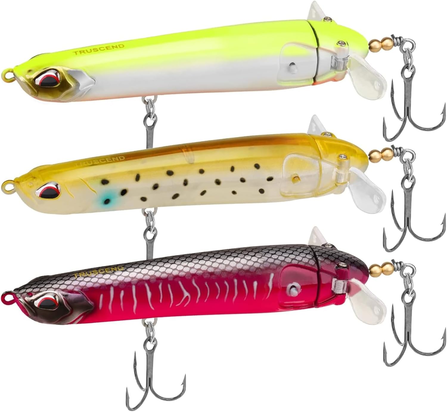 TRUSCEND トップウォータールアー ポッパー 2種セット - 淡水・海水対応、雷魚やバスなど多様な魚に最適