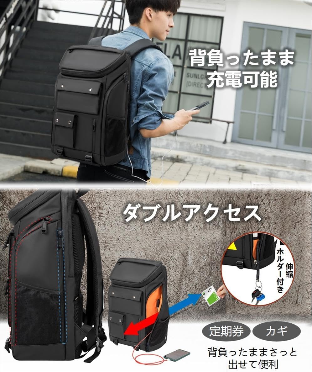 通学・通勤用 メンズ大容量リュックサック ブラック