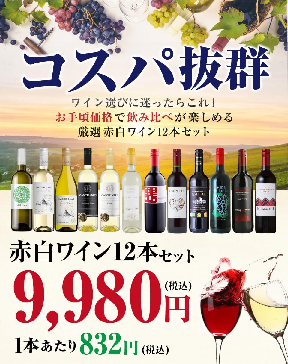 【ギフト】ソムリエ厳選オーガニック赤白ワイン12本セット