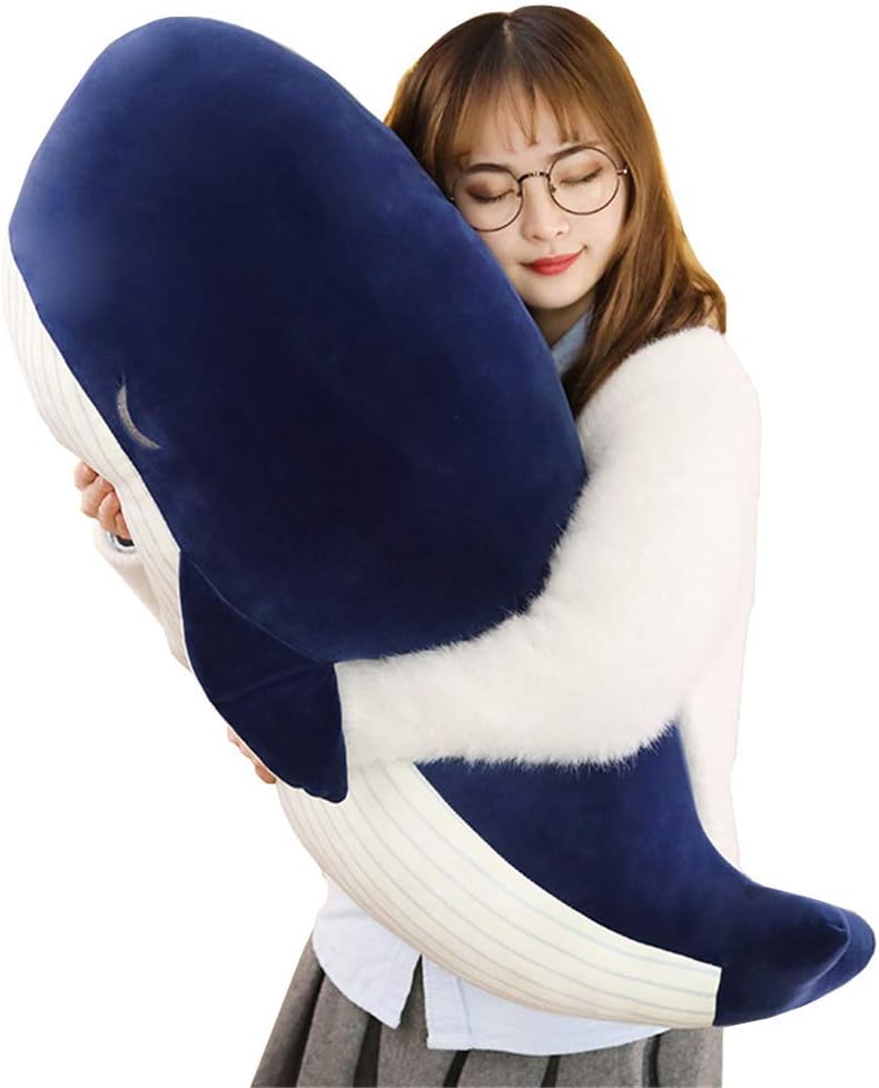 特大シロナガスクジラぬいぐるみ ふわふわ 動物 人形 プレゼント (青, 65cm)