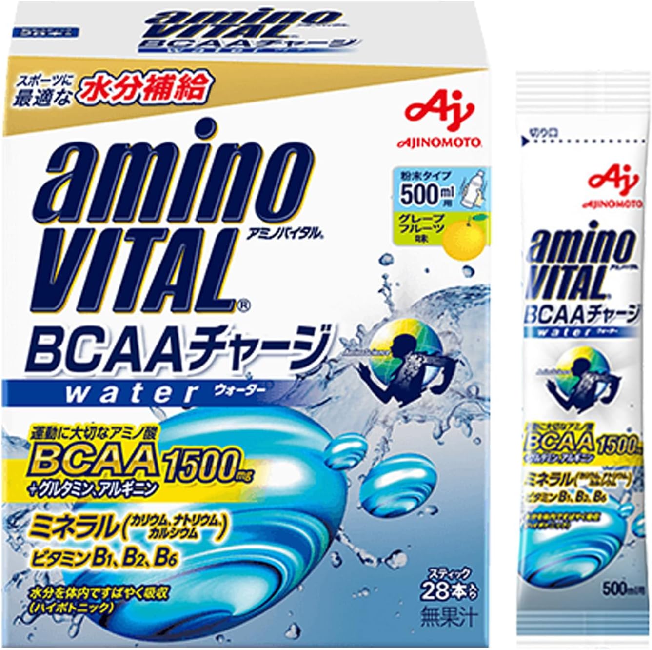 BCAAチャージウォーター グレープフルーツ味 1500mg アミノ酸スポーツドリンク 28個