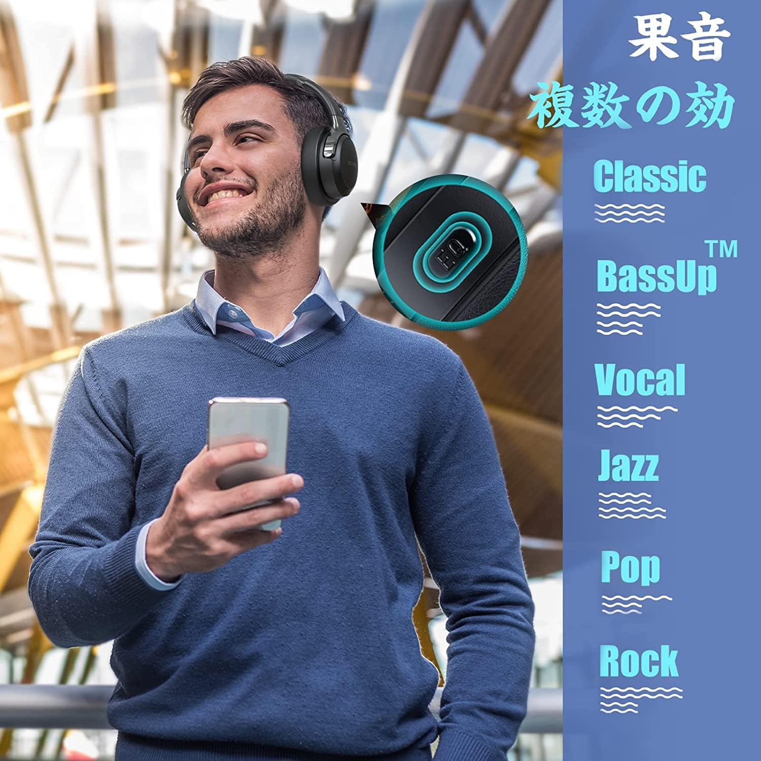 ワイヤレスヘッドフォン Bluetooth5.3 HIFIステレオ マイク付き 65時間再生 密閉型 180g