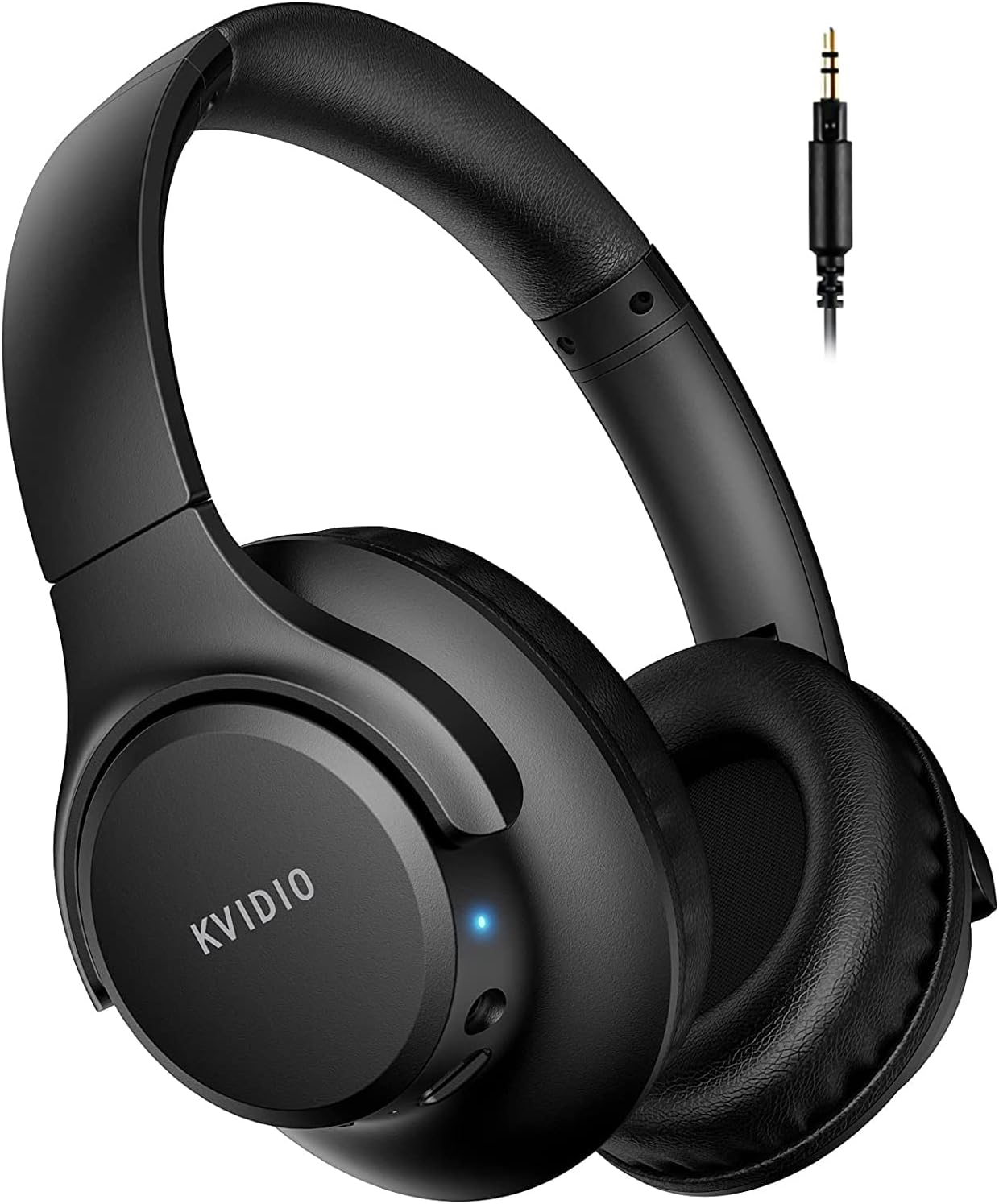 65時間再生 ワイヤレスヘッドホン KVIDIO Bluetooth 5.3 マイク内蔵 密閉型 ブラック