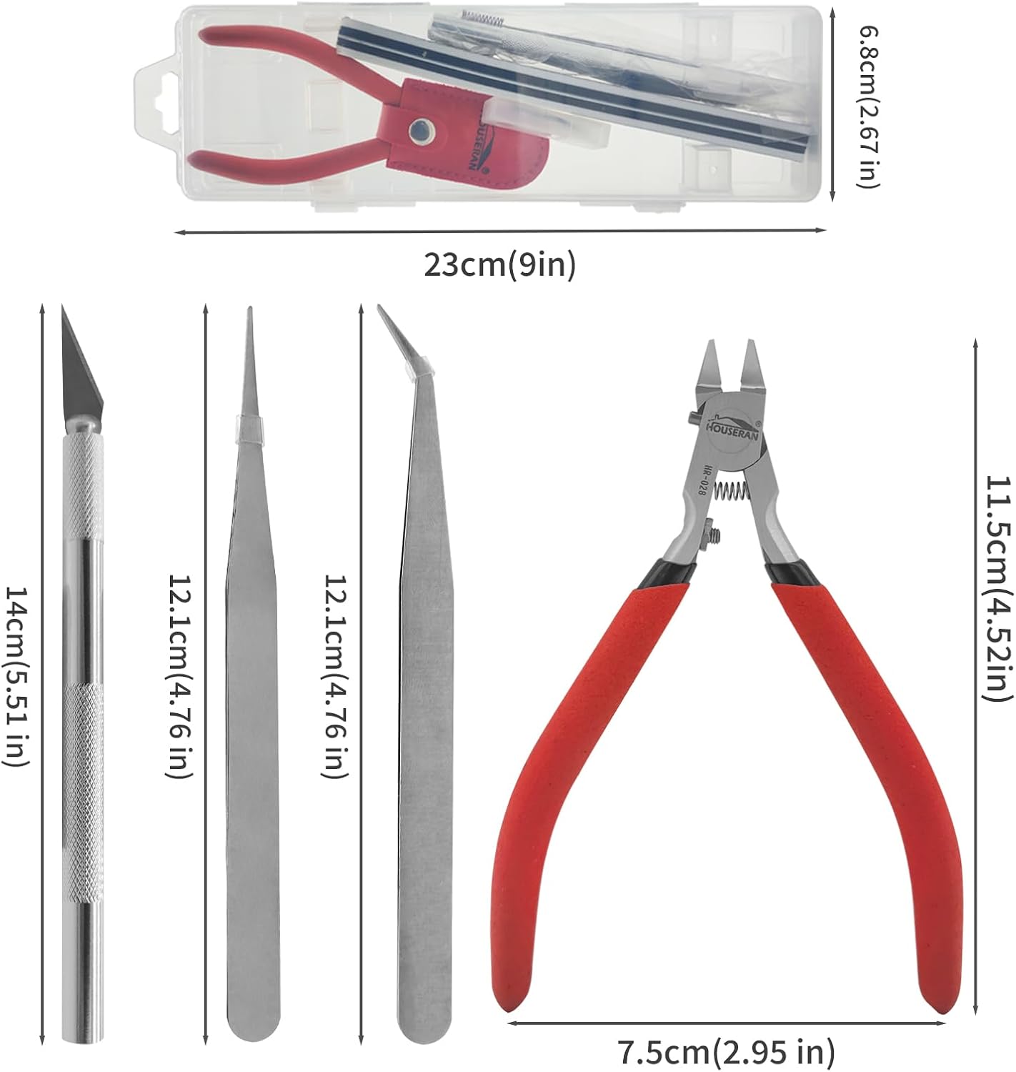 初心者向け ガンプラ制作用 片刃ニッパーと工具セット11点 収納ケース付き
