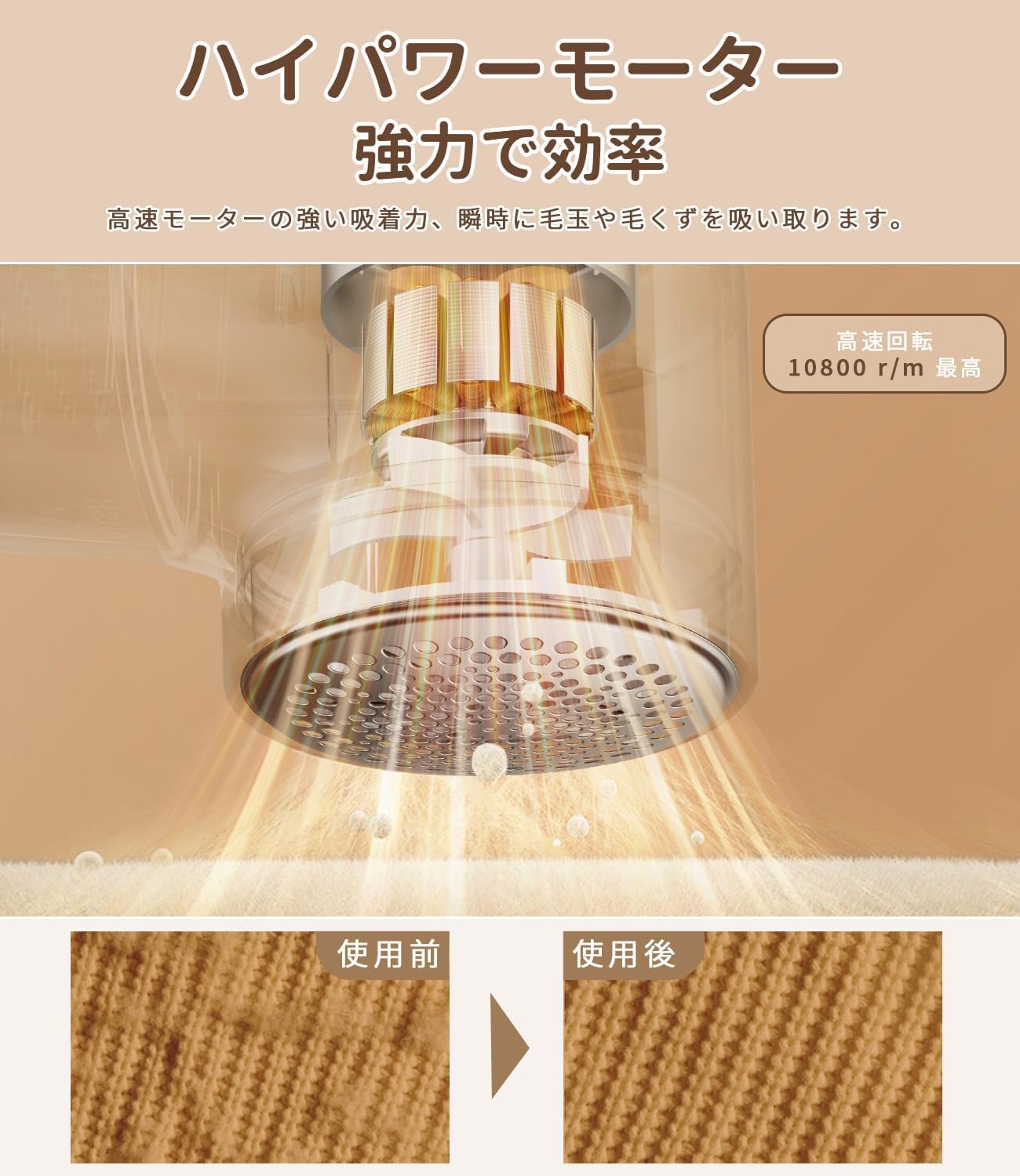 毛玉取り器 電動 2024年新モデル USB充電式 3段階調整可能 軽量・安全設計 衣類や寝具に最適 替刃1枚・清掃ブラシ付属（ホワイト）