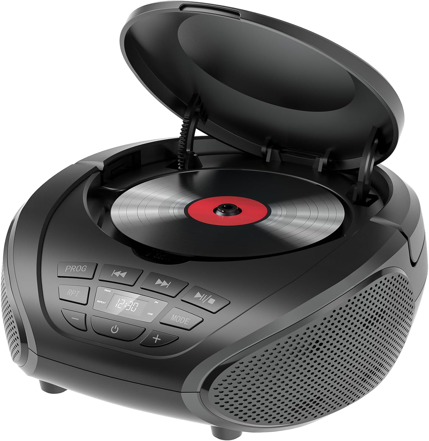 ポータブルCDプレーヤー・ラジカセ(FM/ AUX入力対応)高齢者向け・ハンドル付き・Type-C給電・日本語取扱説明書  ブラック B-03