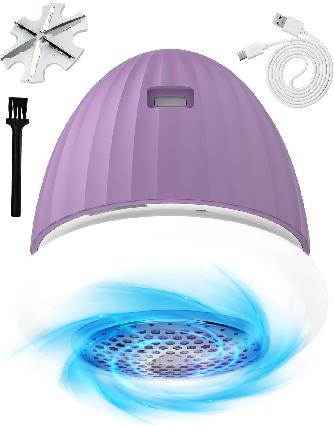 毛玉取り器 LED照明付き コードレス Type-C充電式 旅行・自宅用 様々な生地対応 軽量・強力刃 旅行用・家庭用 (パープル)