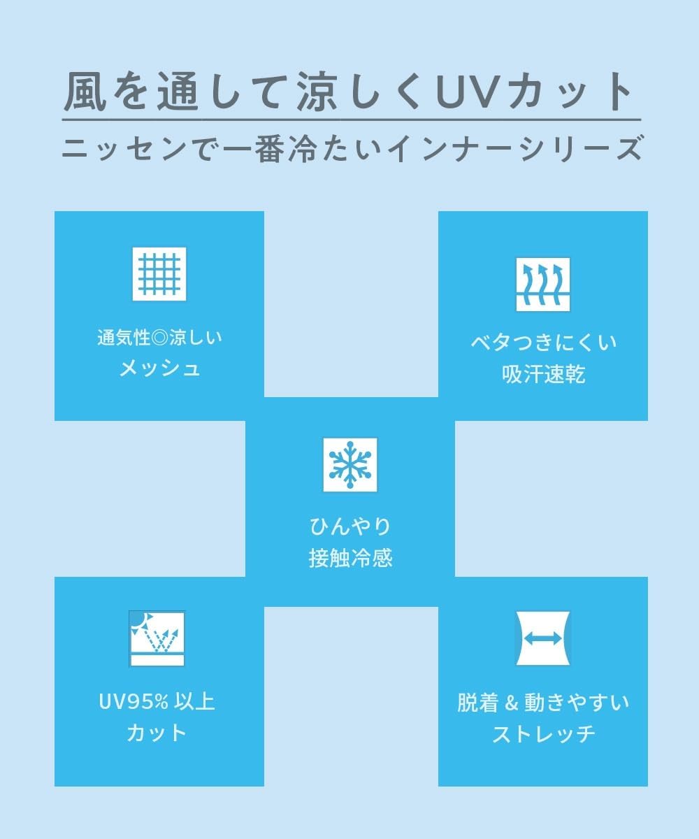 夏のメンズ超冷感インナーシャツ Vネックメッシュノースリーブ2枚組