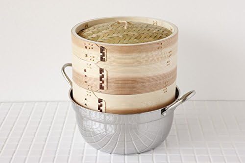 【かごや】21cm杉の中華蒸篭セット（ステンレス鍋付き）