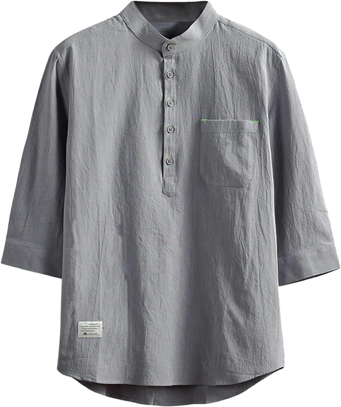 夏用メンズゆったり無地Tシャツ(綿麻素材・半袖/七分袖・ビジネス・カジュアル)