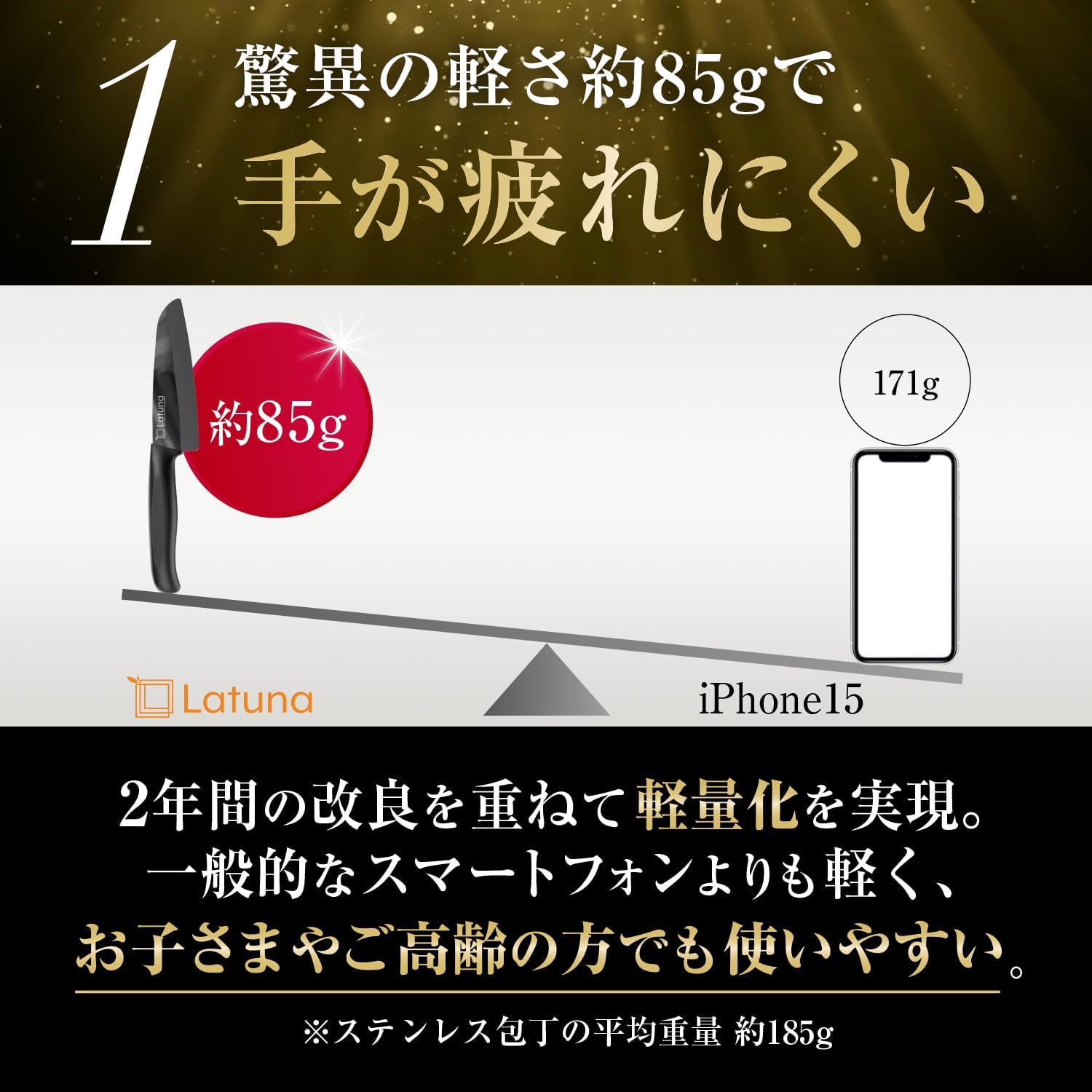 日本製 極軽セラミック包丁 黒 両刃 陶匠 食洗機対応