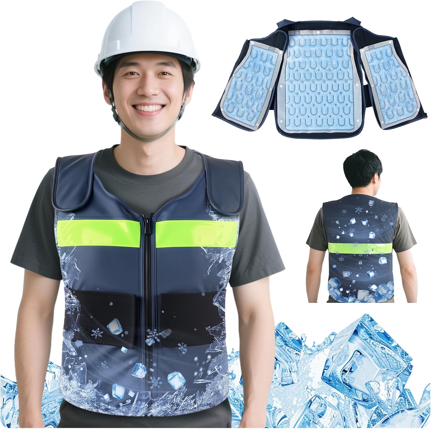 夏冷感作業服 冷却ベスト｜分解洗濯可能 PCM28℃ クールグッズ フリーサイズ