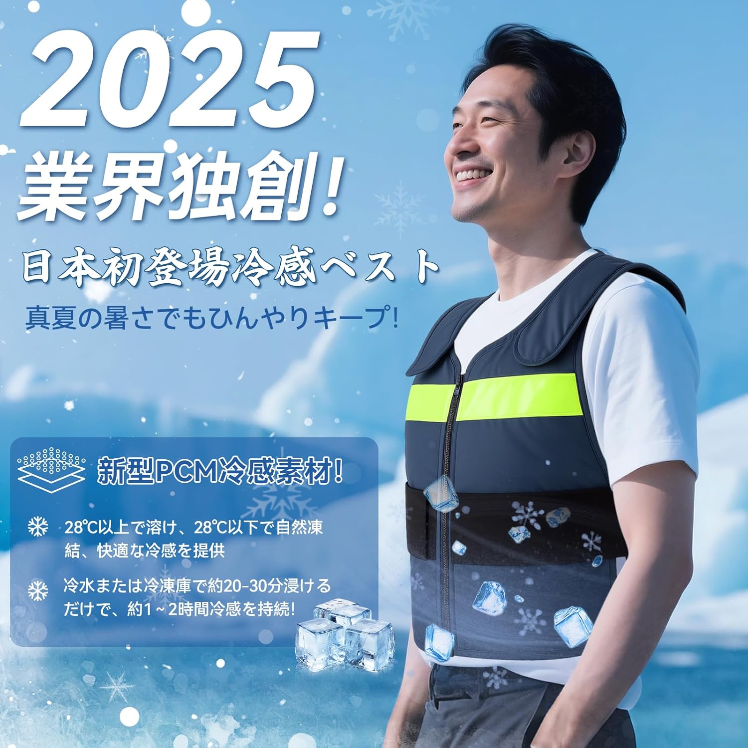 夏冷感作業服 冷却ベスト｜分解洗濯可能 PCM28℃ クールグッズ フリーサイズ