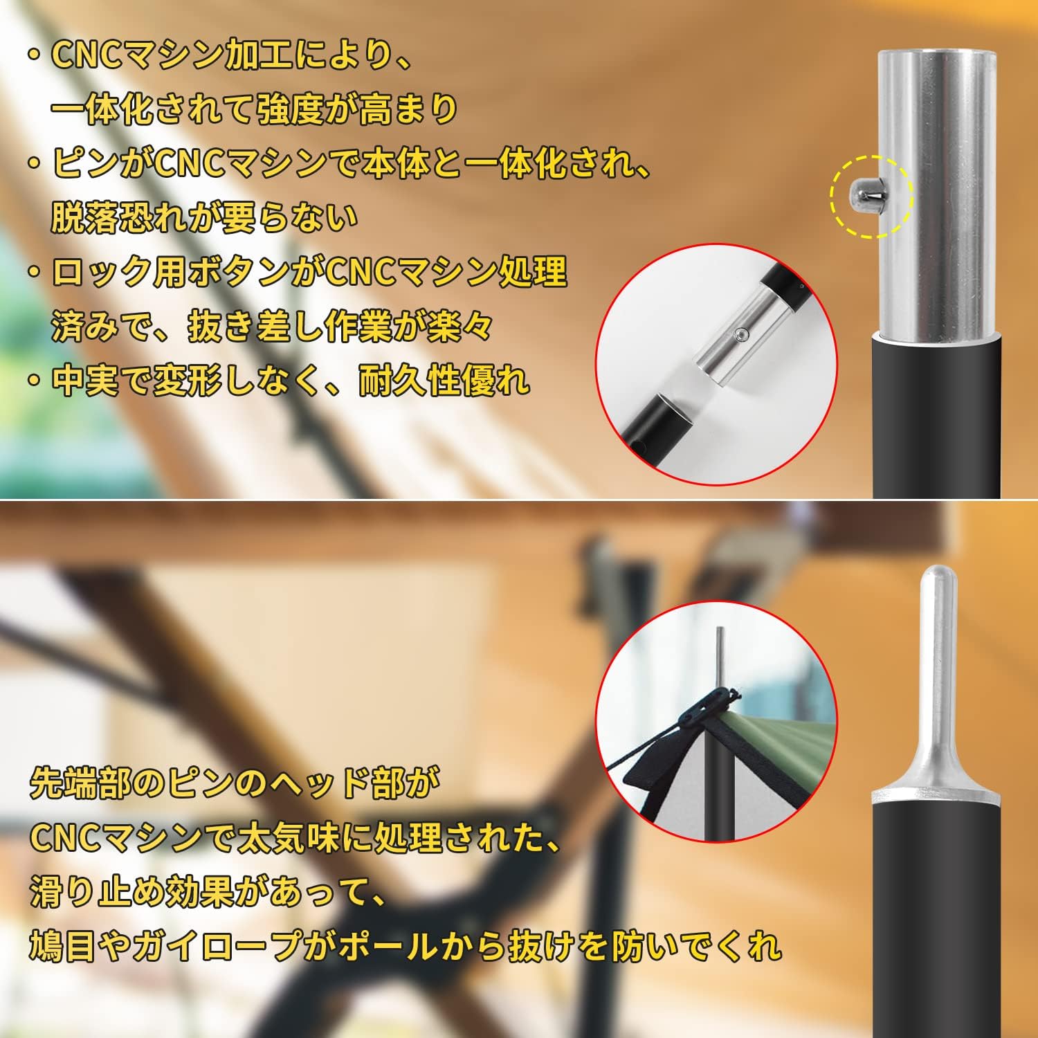 アルミ製タープポール 直径28mm 250cm 2セット 軽量 コンパクト 収納袋付き
