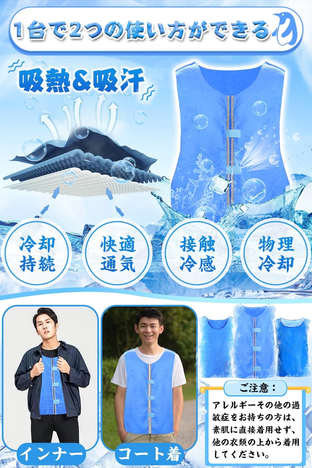 熱中症対策 冷感作業服 冷却ベスト 水冷タイプ 屋外作業用