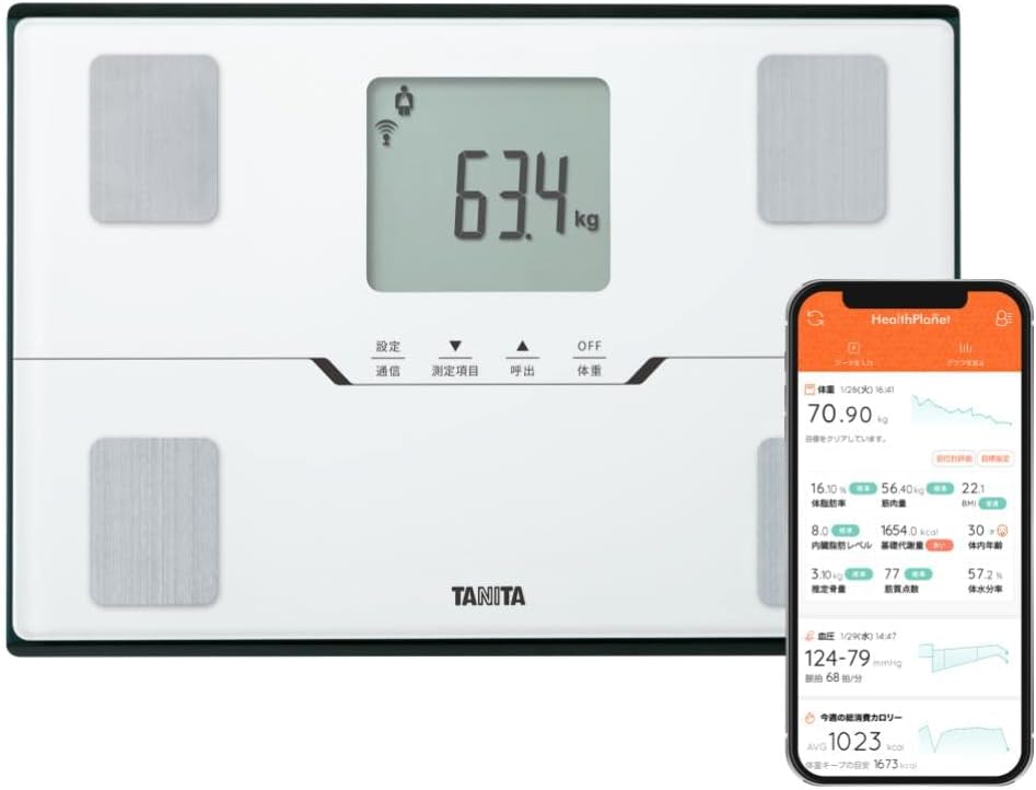 スマホ連動体重計 タニタ BC-768 ホワイト 体組成測定器