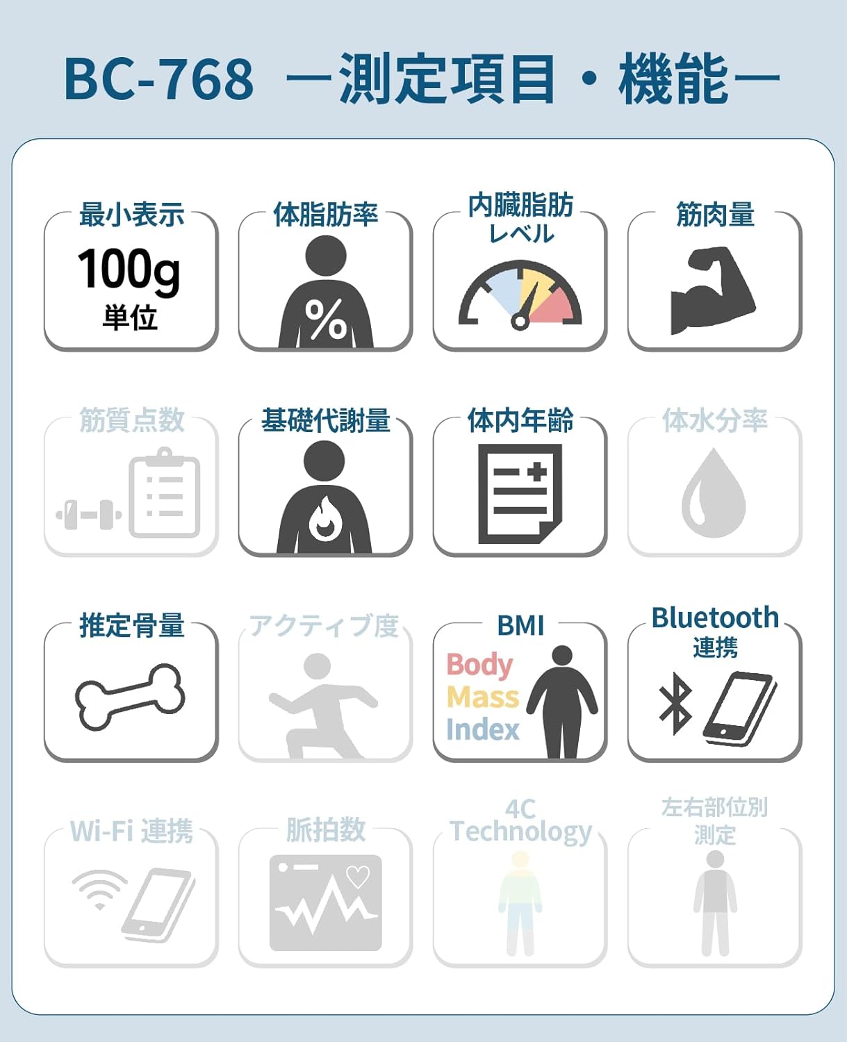 スマホ連動体重計 タニタ BC-768 ホワイト 体組成測定器