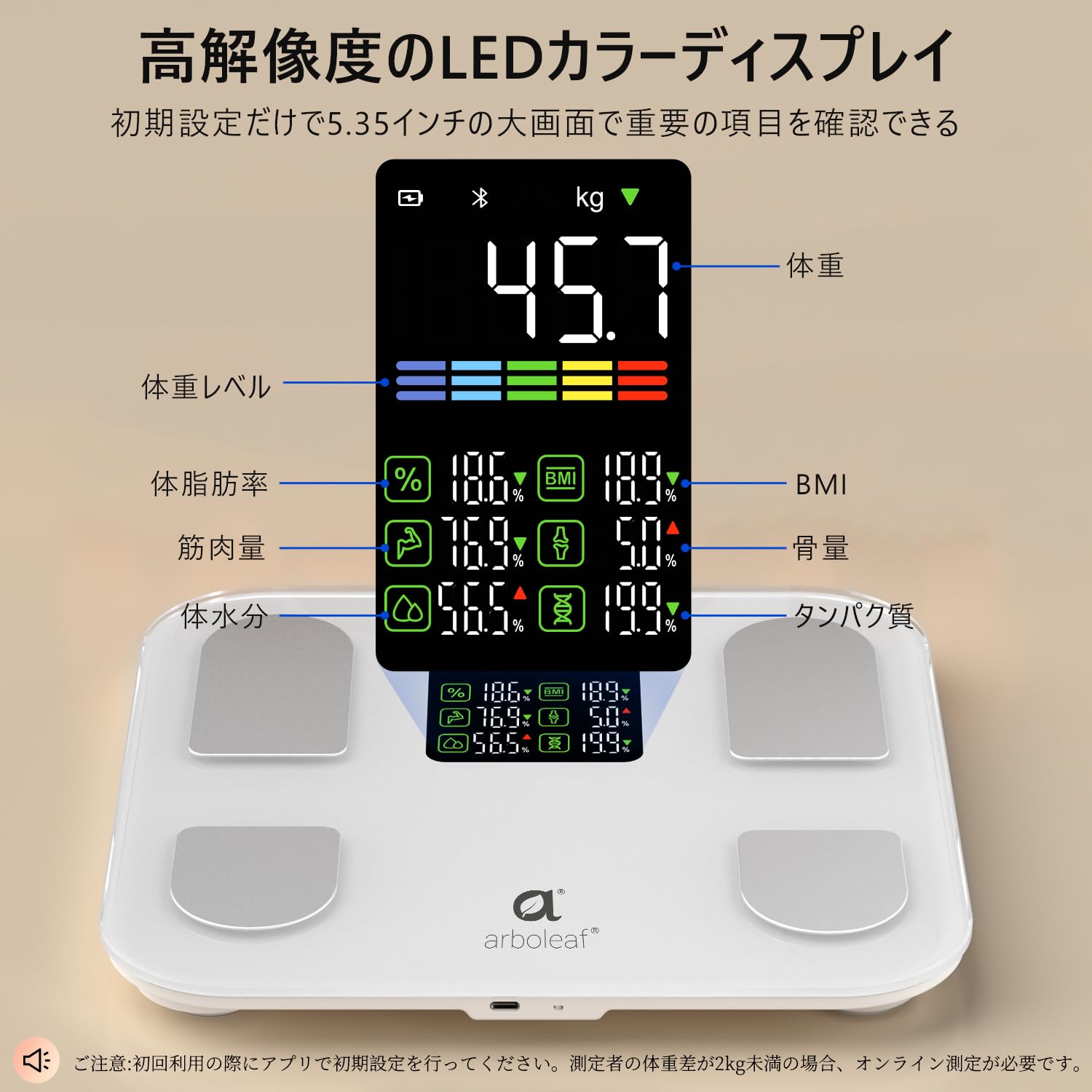 アプリ対応 Bluetooth体重計 体脂肪・体組成測定 家族向け 充電式【2025年新登場】