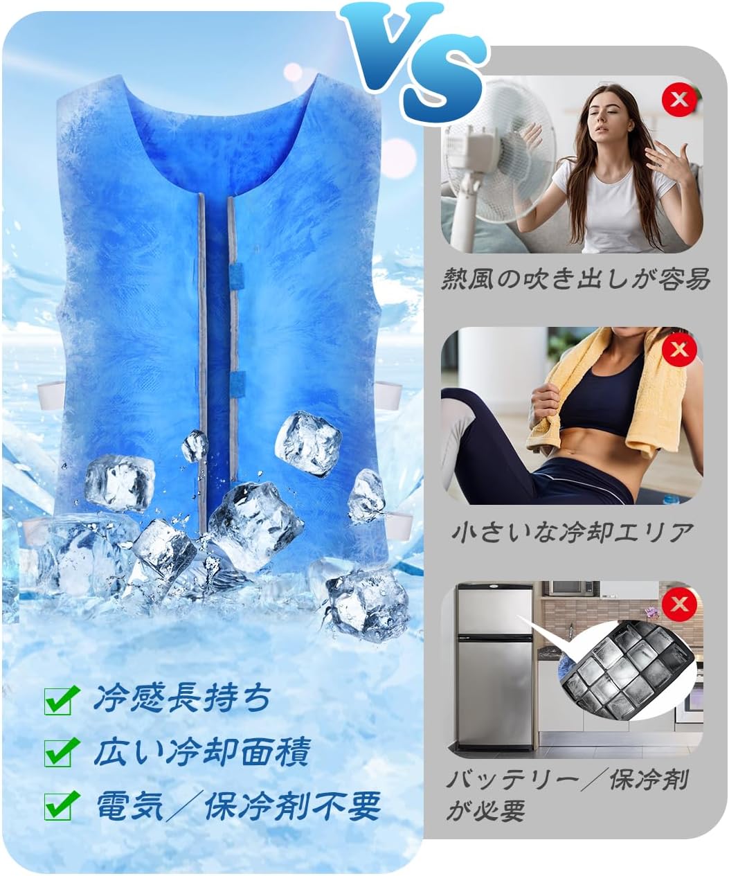 熱中症対策 冷却ベスト 男女兼用 洗濯可能 軽量 クールダウン用