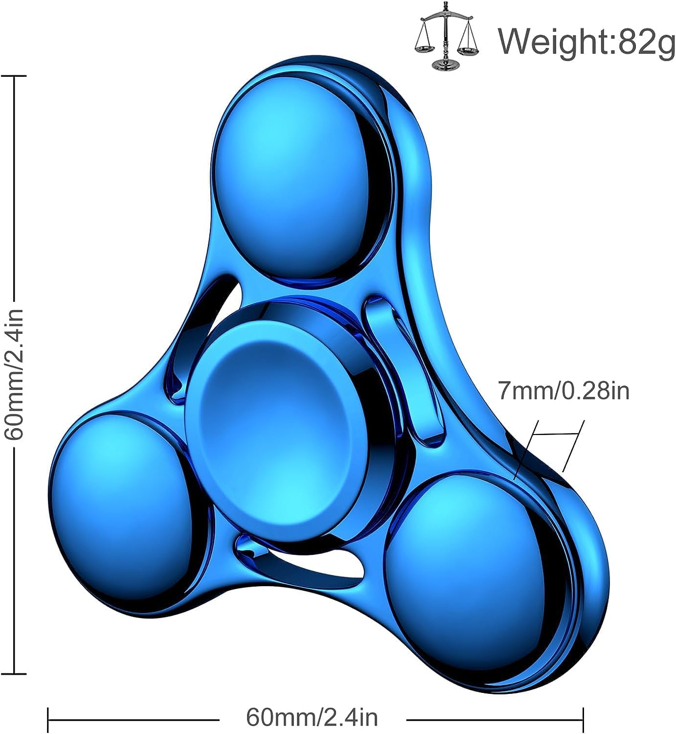ストレス解消ハンドスピナー ステンレス製 高速回転 おもちゃ 大人・子供用 ブルー