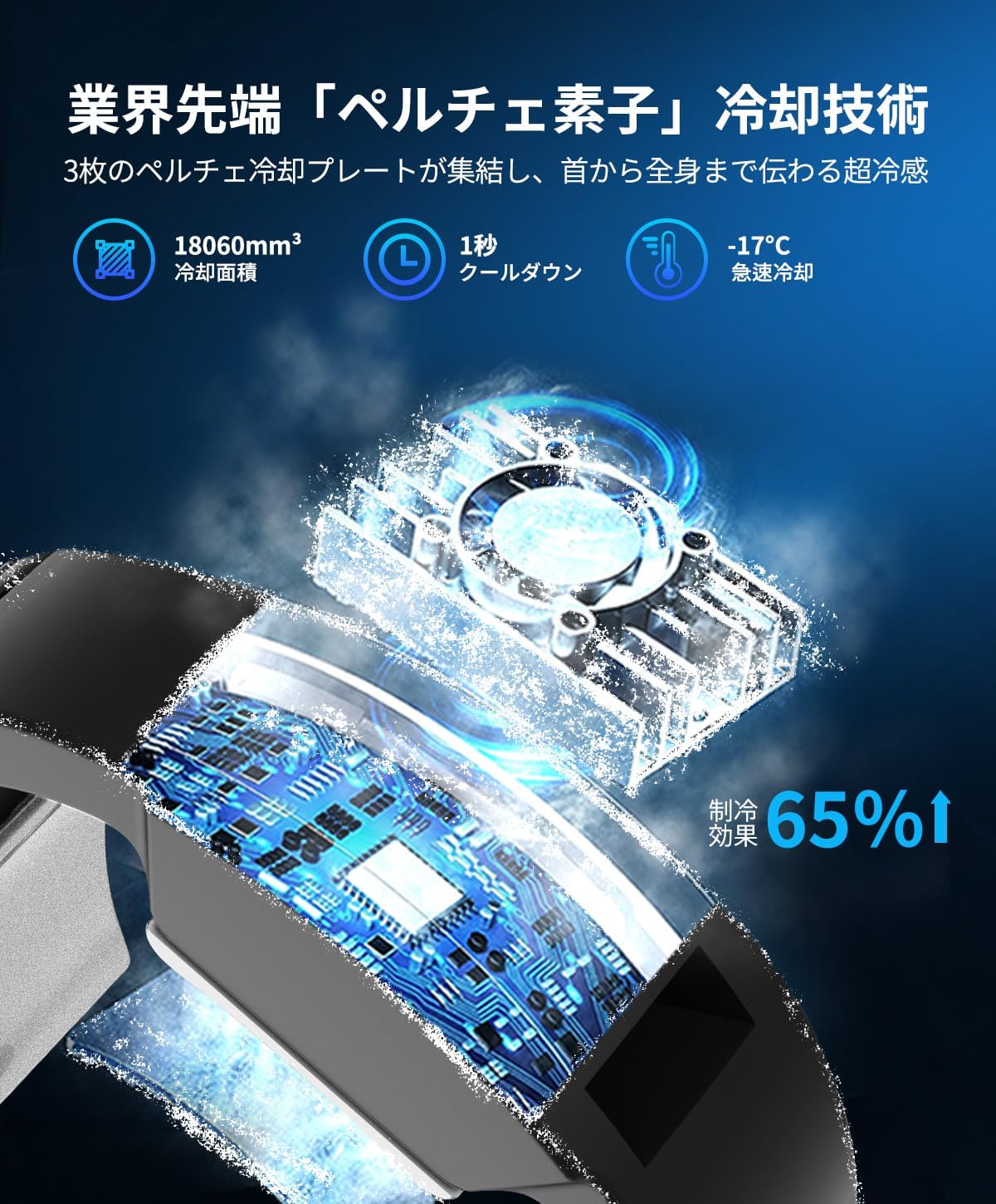 首掛けクーラー 30000mAhバッテリー搭載 -17℃瞬間冷却 冷却プレート3つ付き 超軽量 熱中症対策 (ブラック)