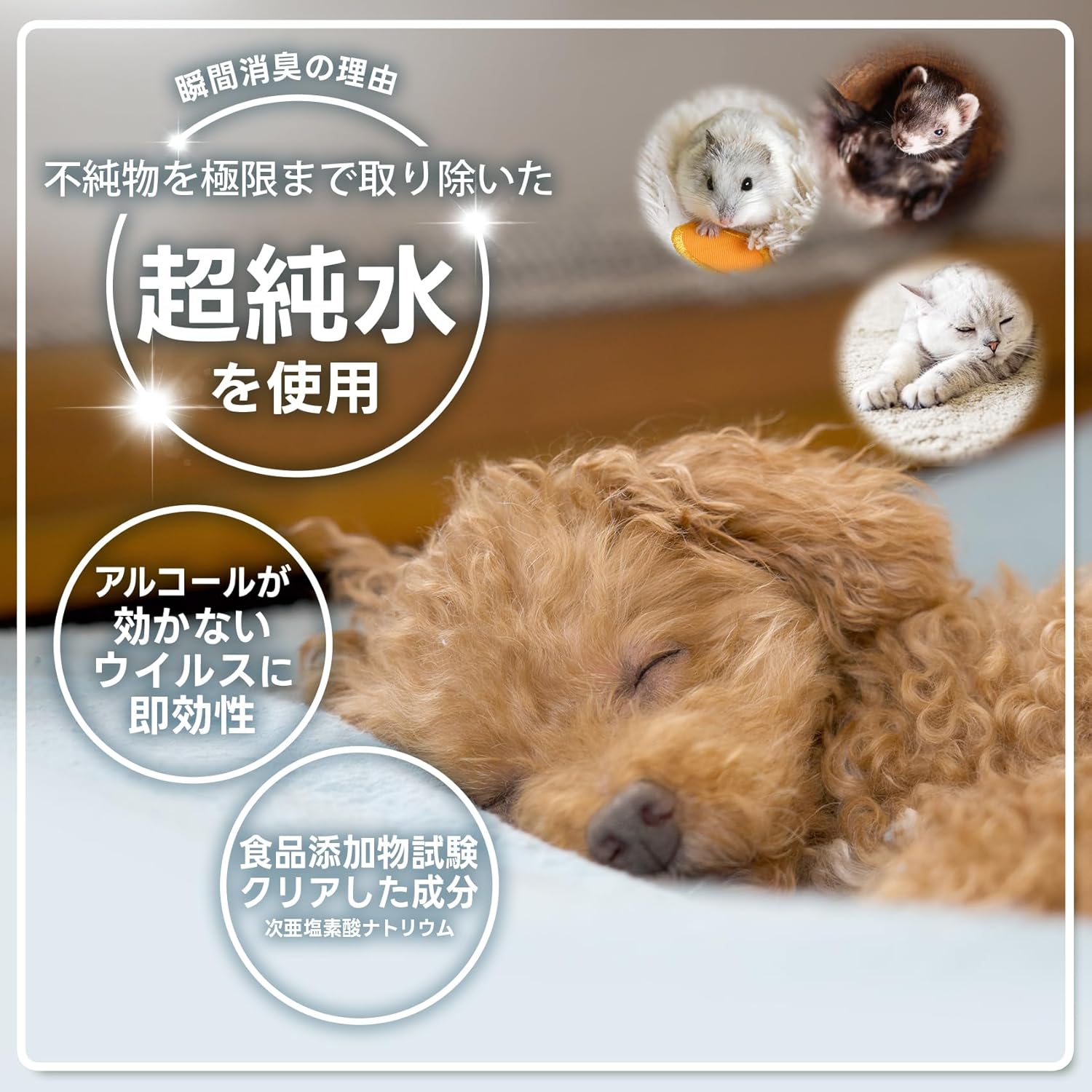 ペット用消臭スプレー 300ml + 1L 大容量 除菌・消臭 舐めても安心 200ppm