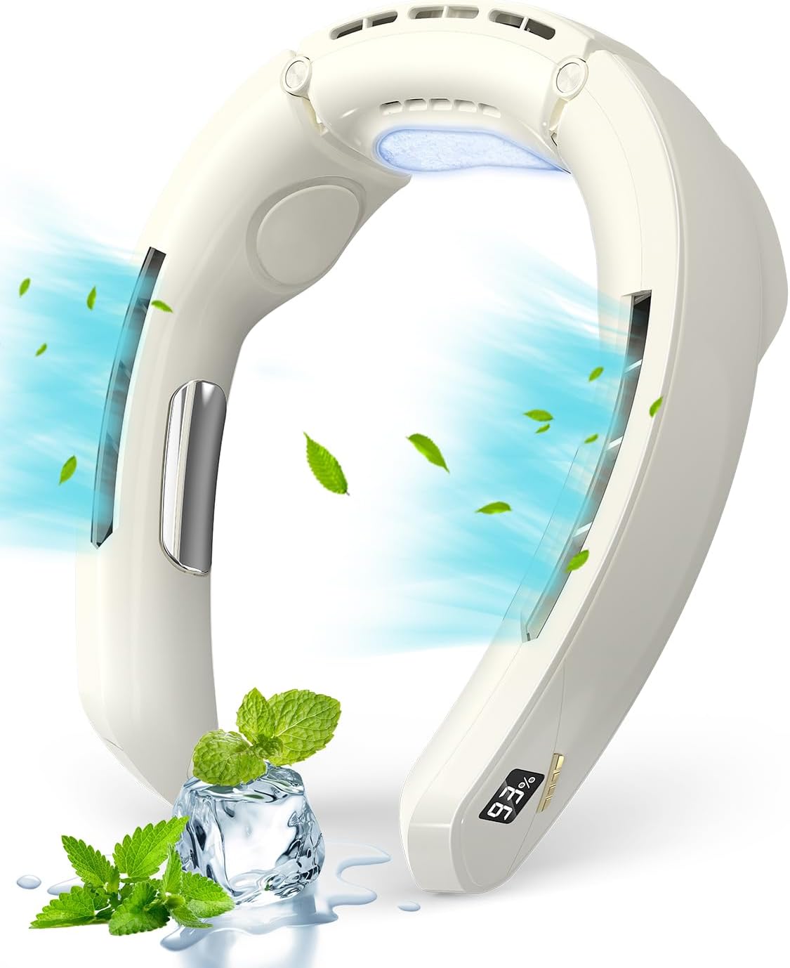 【夏の熱中症対策】JUUE ネッククーラー 携帯扇風機 風量無段階調節 LEDディスプレイ Type-C充電 4000mAh