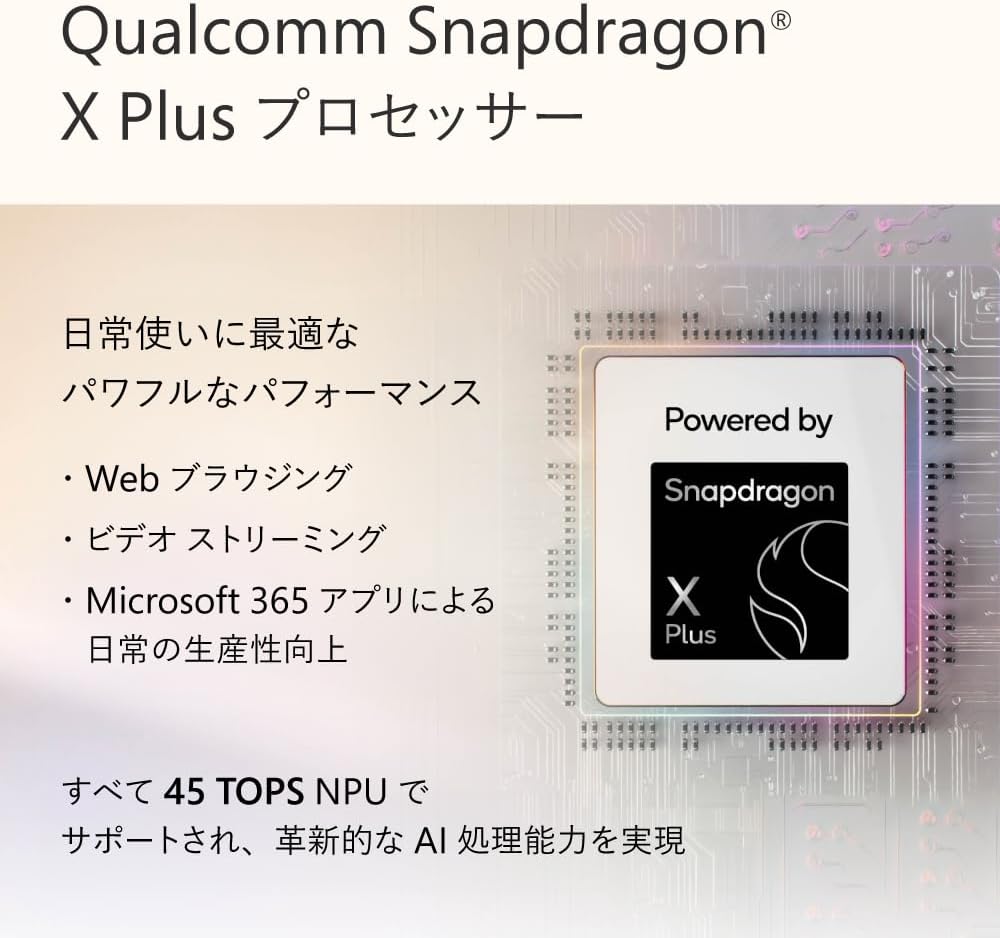 Microsoft 365 Personal付き12インチSurface Pro（Snapdragon X Plus、16GB、256GB、プラチナ）