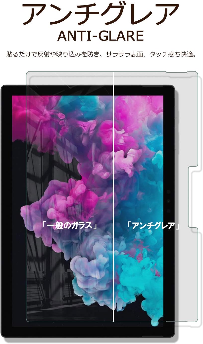 Surface Pro 7/6/5/4用 12.3インチ アンチグレア強化ガラスフィルム 硬度9H