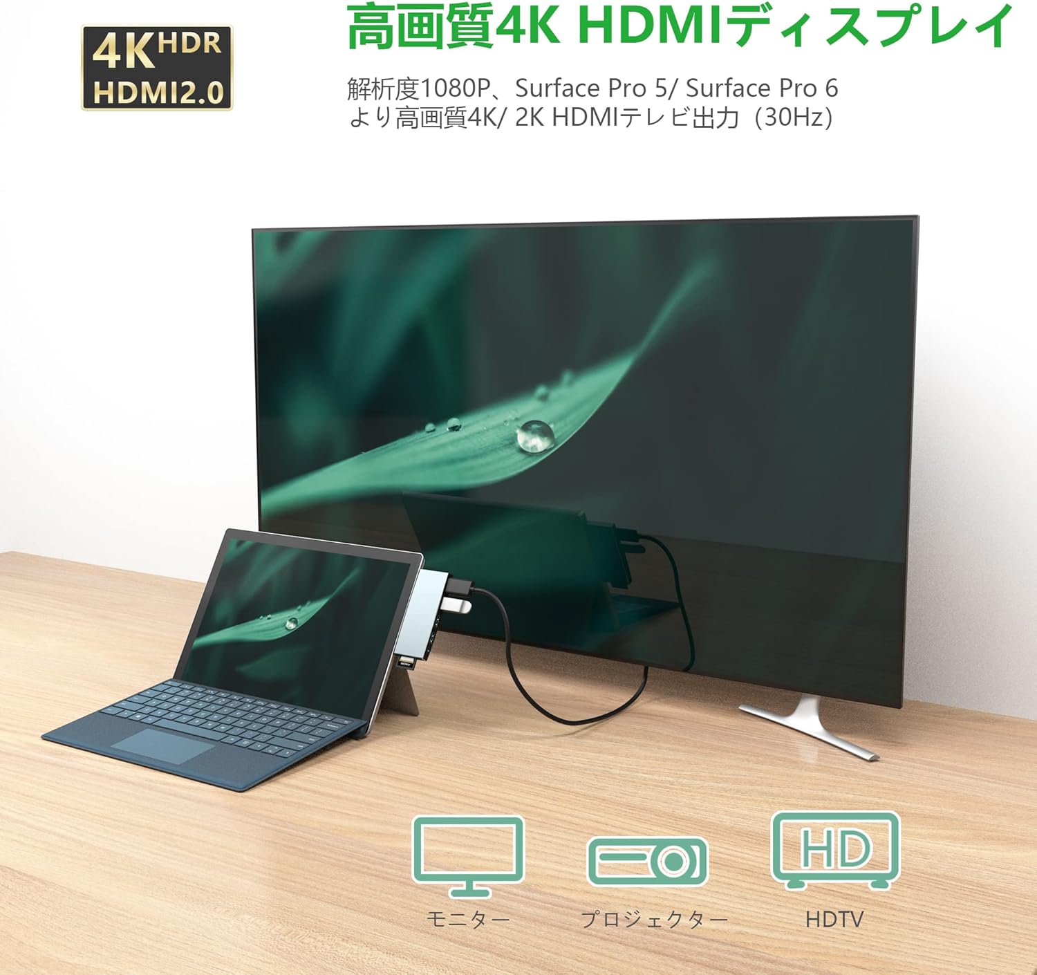 Microsoft Surface Pro 6/Pro 5専用 USB 3.0ハブ 4K HDMIポート・SDカードリーダー付き