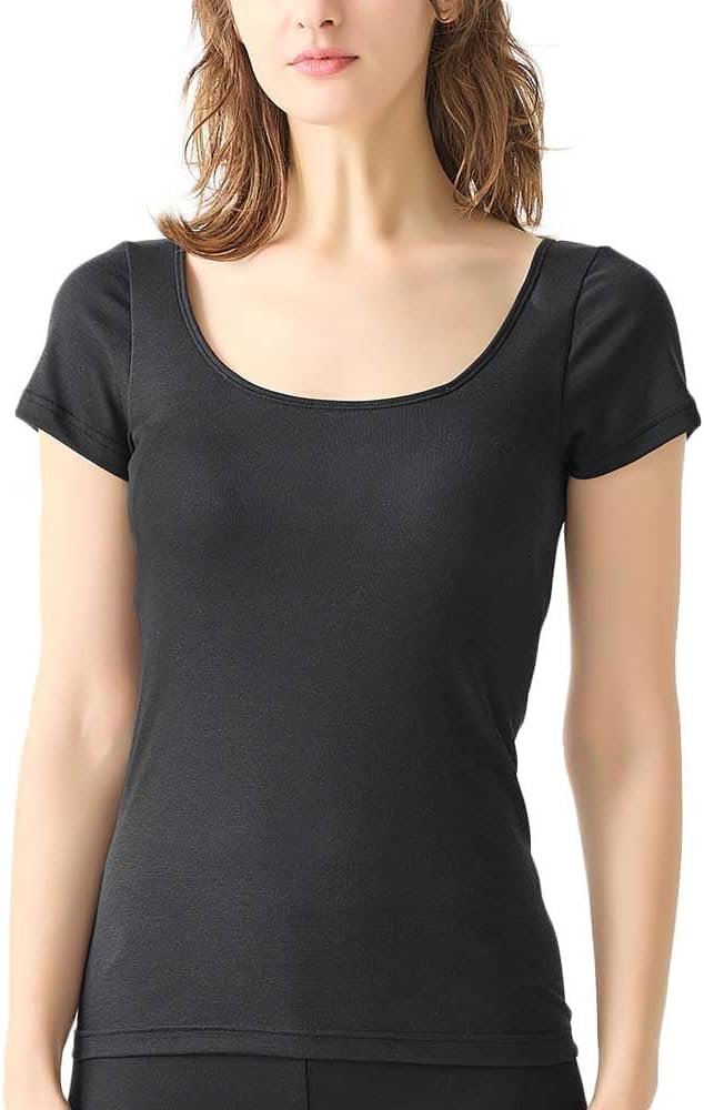 レディース 吸汗速乾 半袖インナー 脇汗対策 大きな汗取りパッド付き