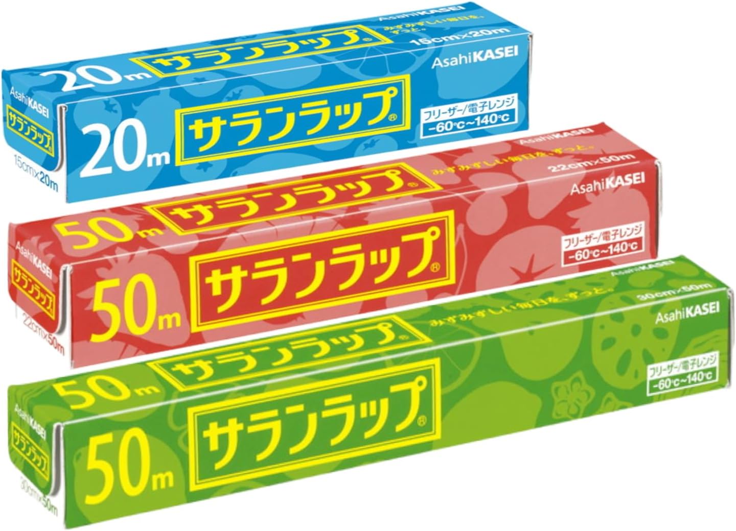 まとめ買い3本セット サランラップ（15cm×20m、22cm×50m、30cm×50m）