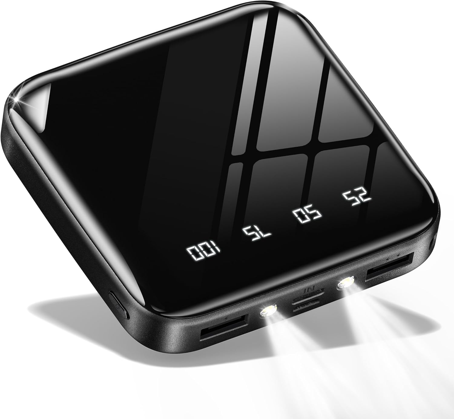 小型モバイルバッテリー 20000mAh 急速充電 2USB ポート 機内持ち込みOK LEDライト付き ブラック