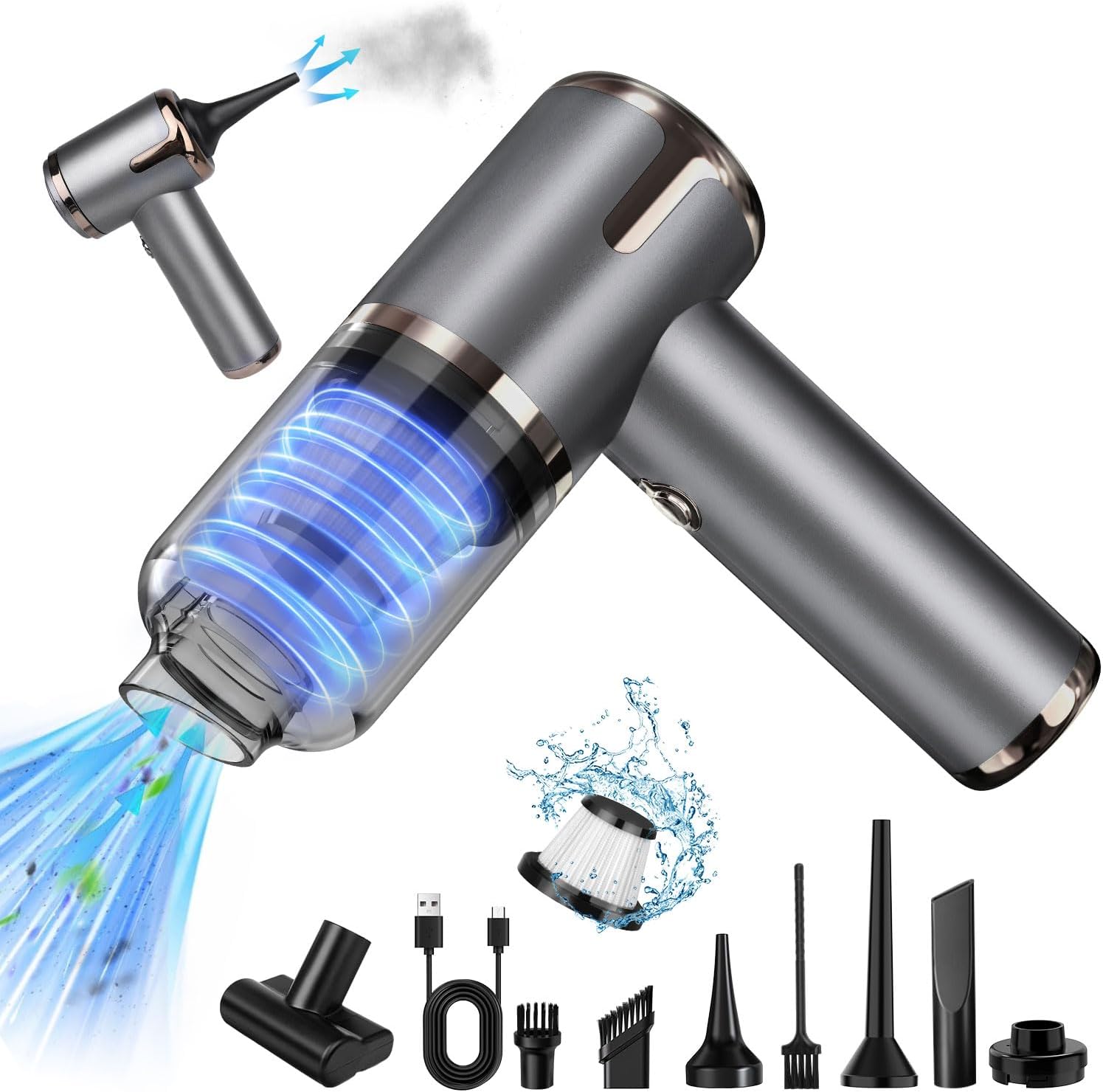 コードレスハンディクリーナー 28000Pa吸引力 乾湿両用 USB充電 小型 超軽量0.37kg【2025新登場】