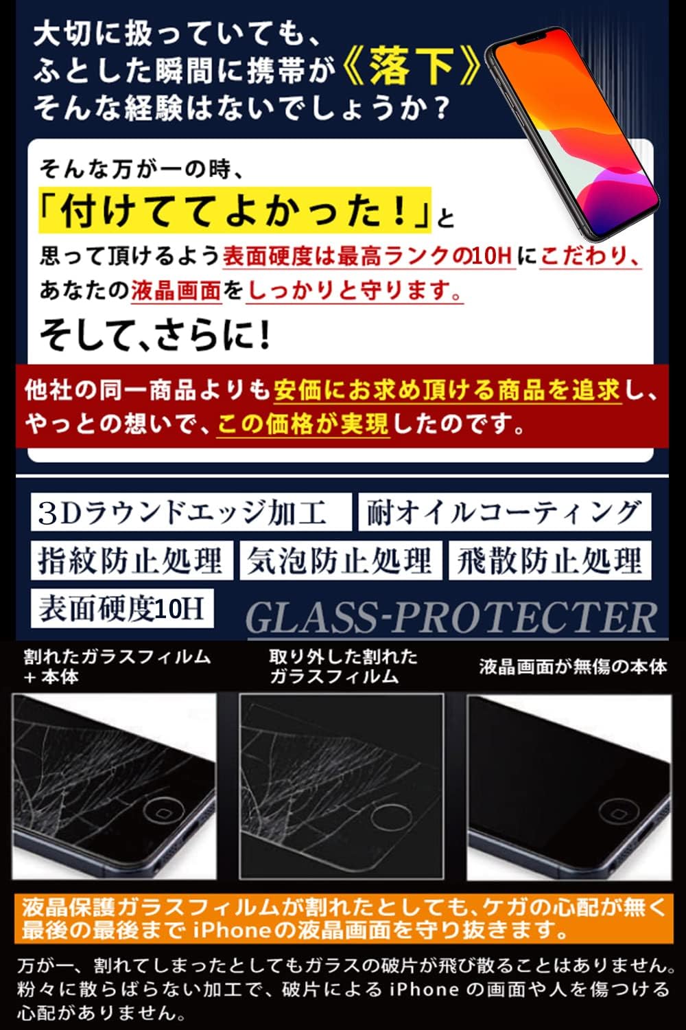 iPhone 11/XR用 旭硝子製ガラスフィルム(2枚)【全面保護/防塵/自動吸着】