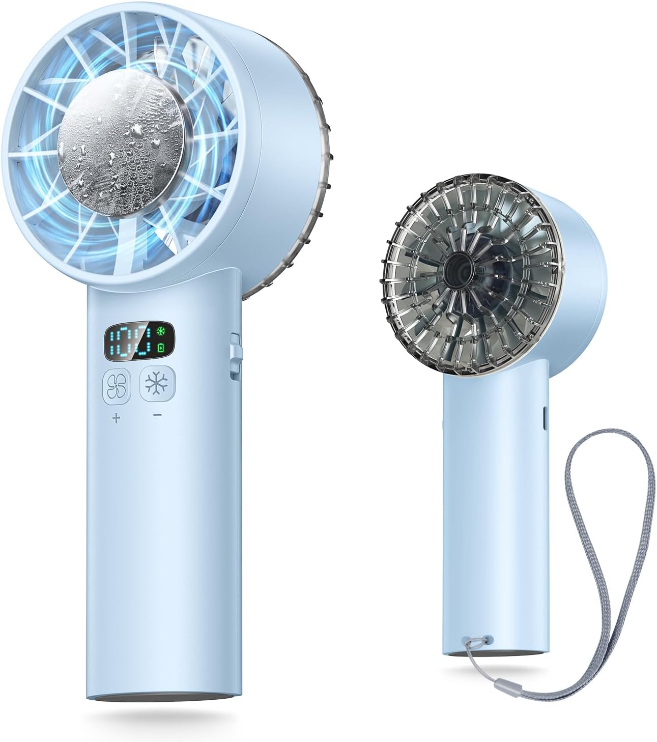 夏祭り・アウトドア用携帯扇風機 -30℃冷却 屋外対応 USB-C充電 ミニファン 6000mAh大容量 ブルー