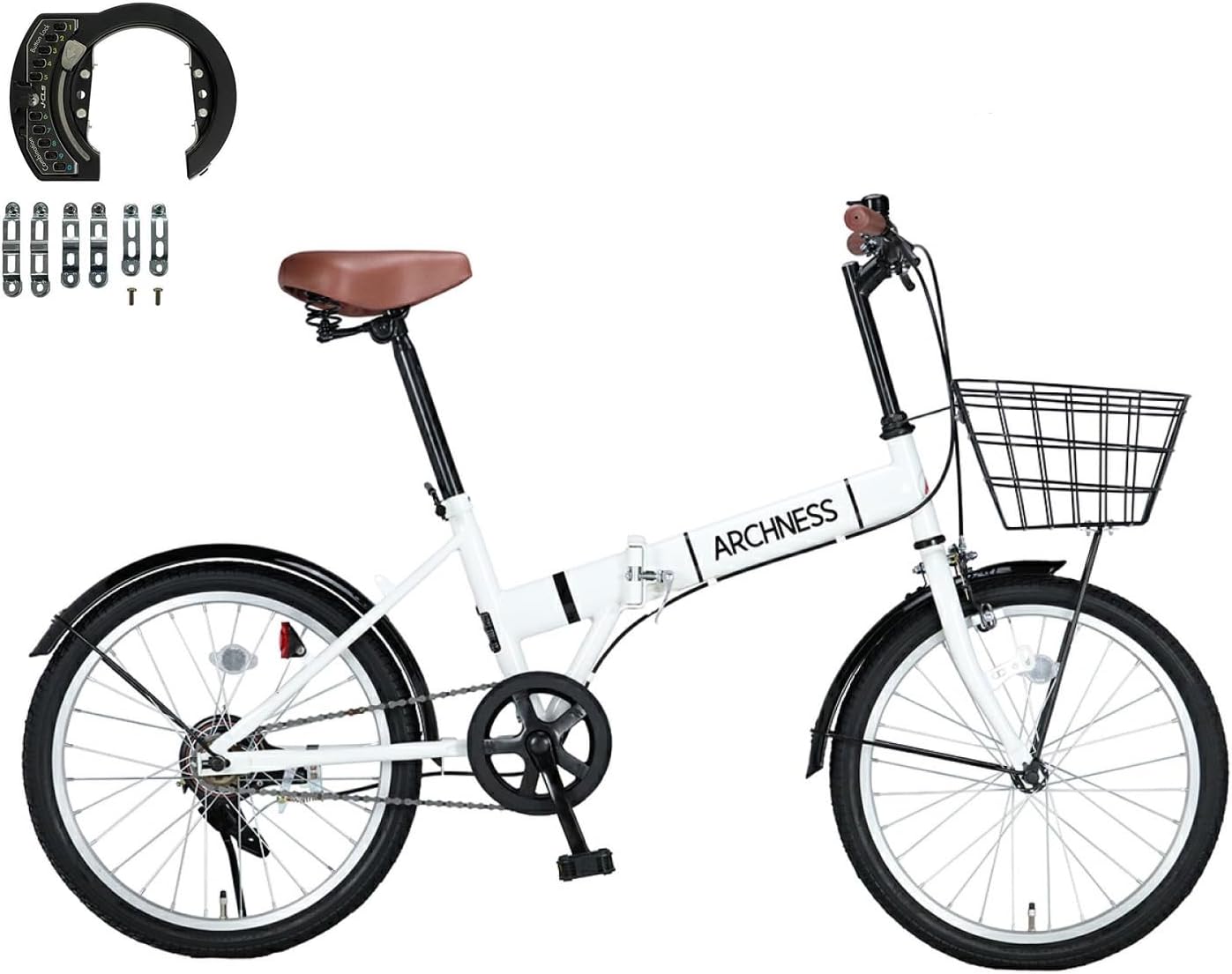 通勤通学用 軽量20インチ折りたたみ自転車 カゴ付き