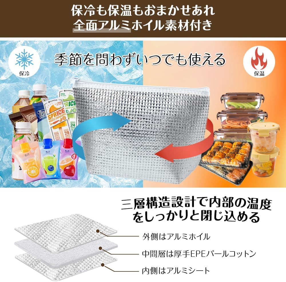 保冷バッグ ミニ2個セット 両面アルミ素材 お弁当用