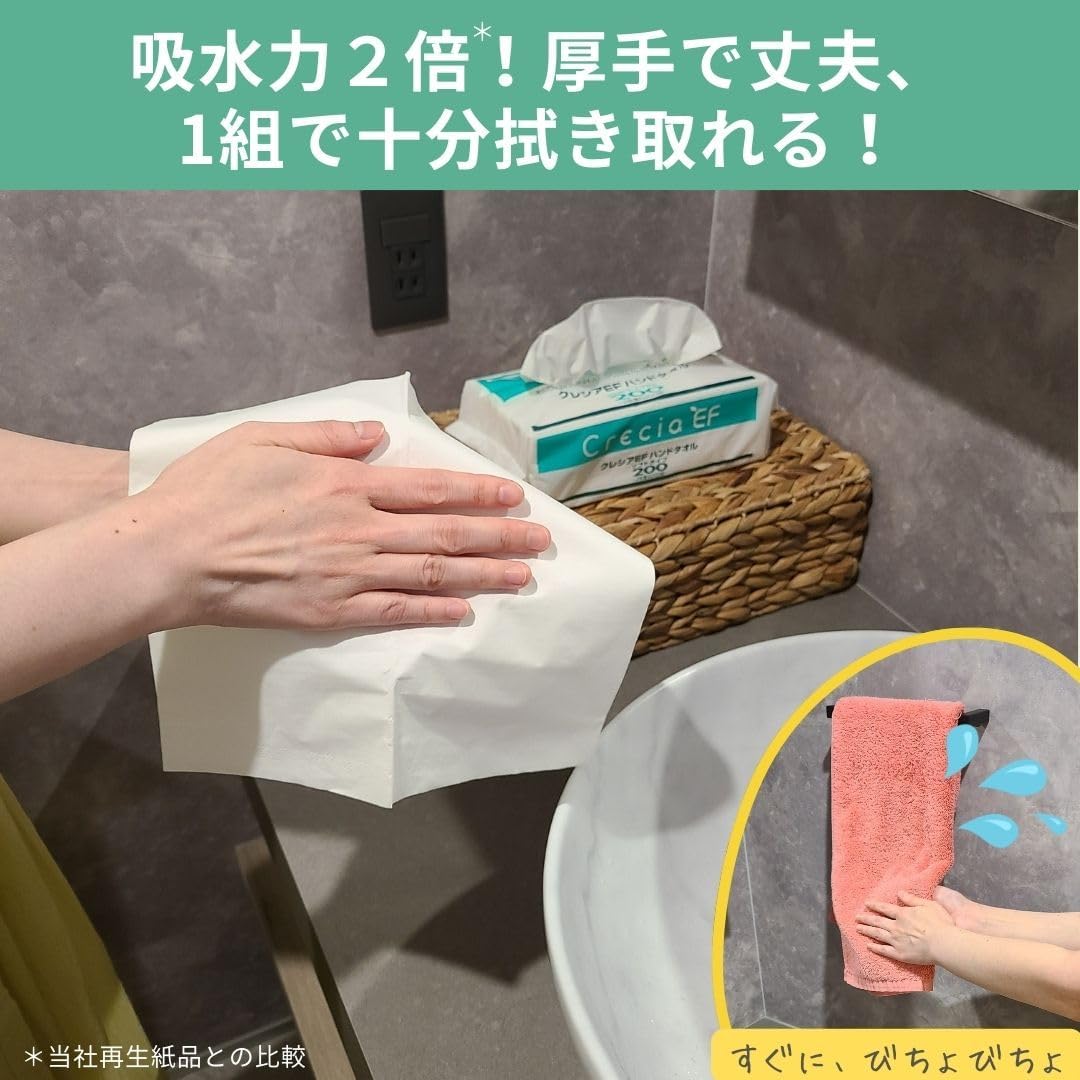 クレシア EFハンドペーパータオル ソフトタイプ 200組×6パック ホワイト
