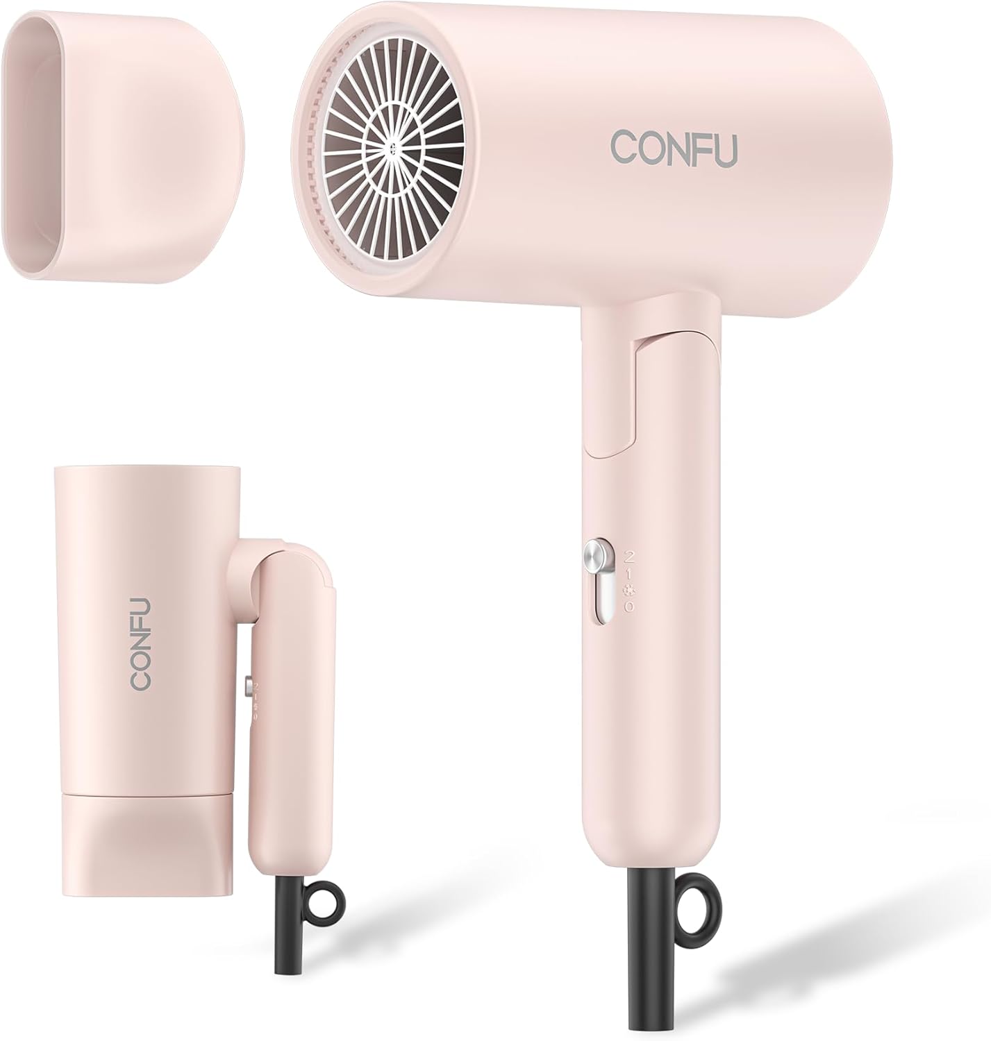 旅行用 折り畳み式 1200W ヘアドライヤー 高濃度マイナスイオン 静音 ペールピンク