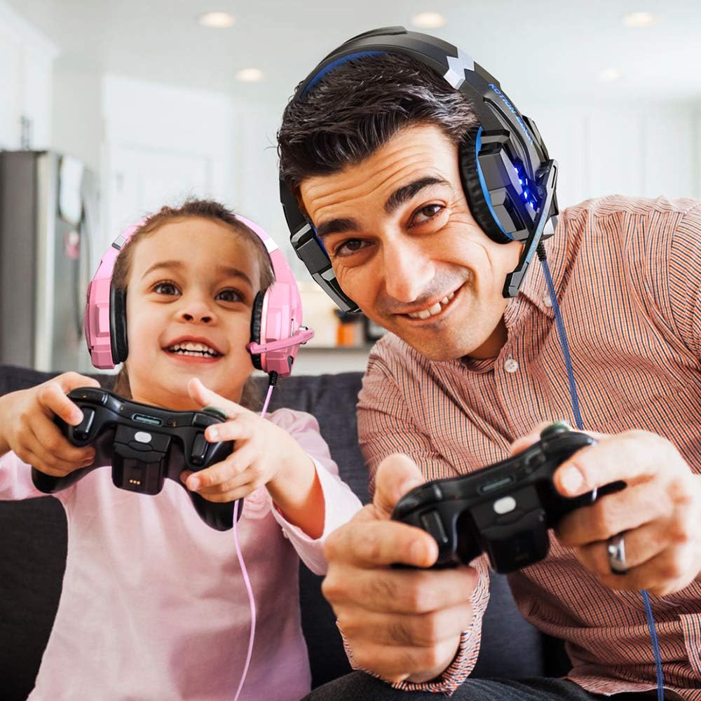 ノイズキャンセリングゲーミングヘッドセット PS5/Nintendo Switch/Xbox/PC対応 軽量マイク付き (青)