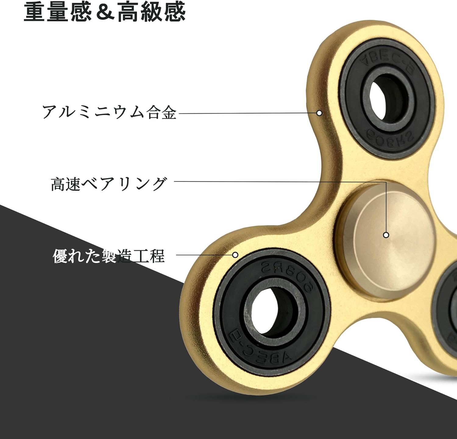 ストレス解消メタル製ハンドスピナー 高速ベアリング 大人・子供向け ギフト
