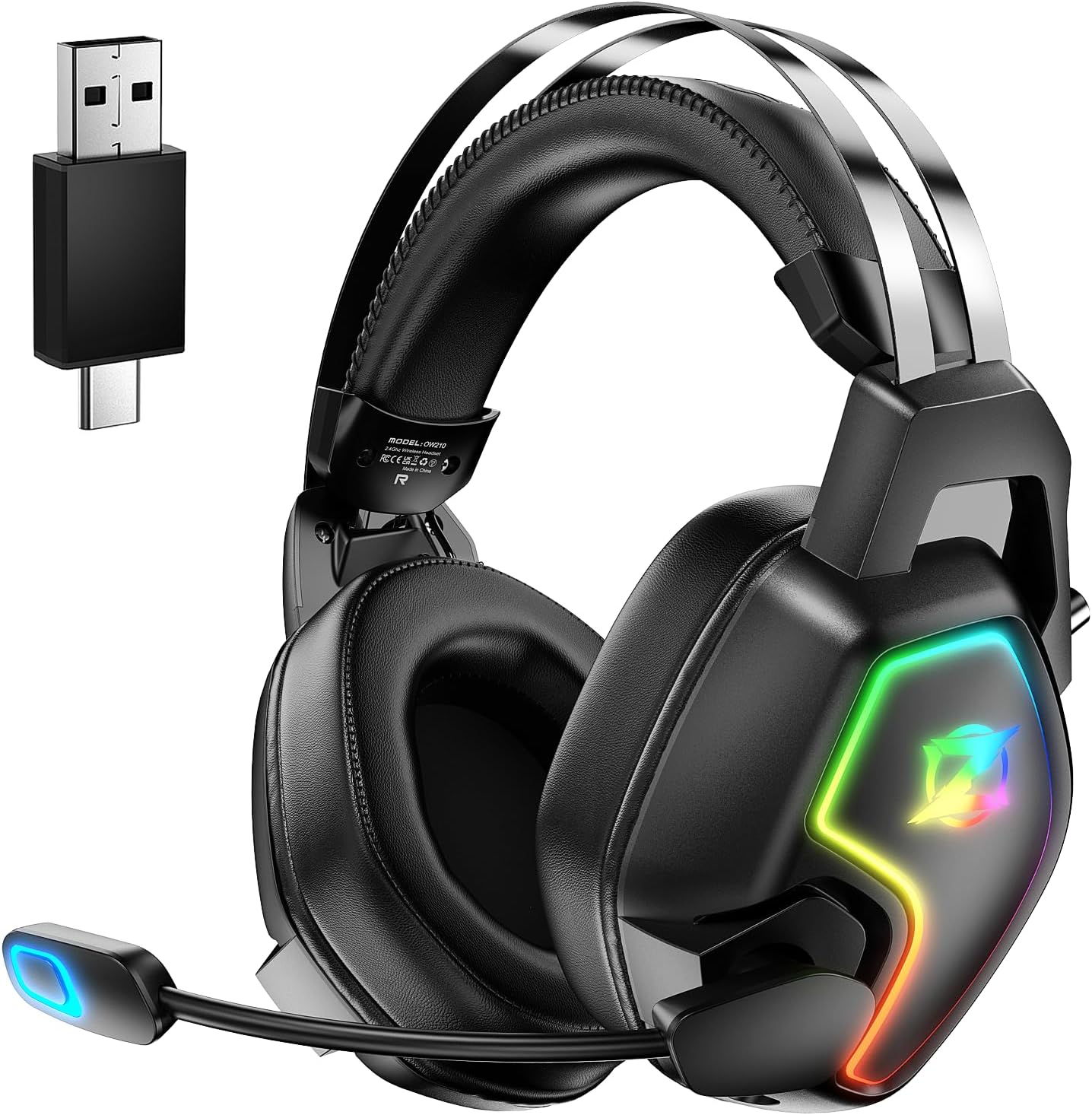ゲーミングヘッドセット 3WAY接続タイプ（Bluetooth/USB/有線）ENCノイズキャンセリング マイク付き 軽量 18時間連続使用（PS5/PS4/Switch対応/黒）
