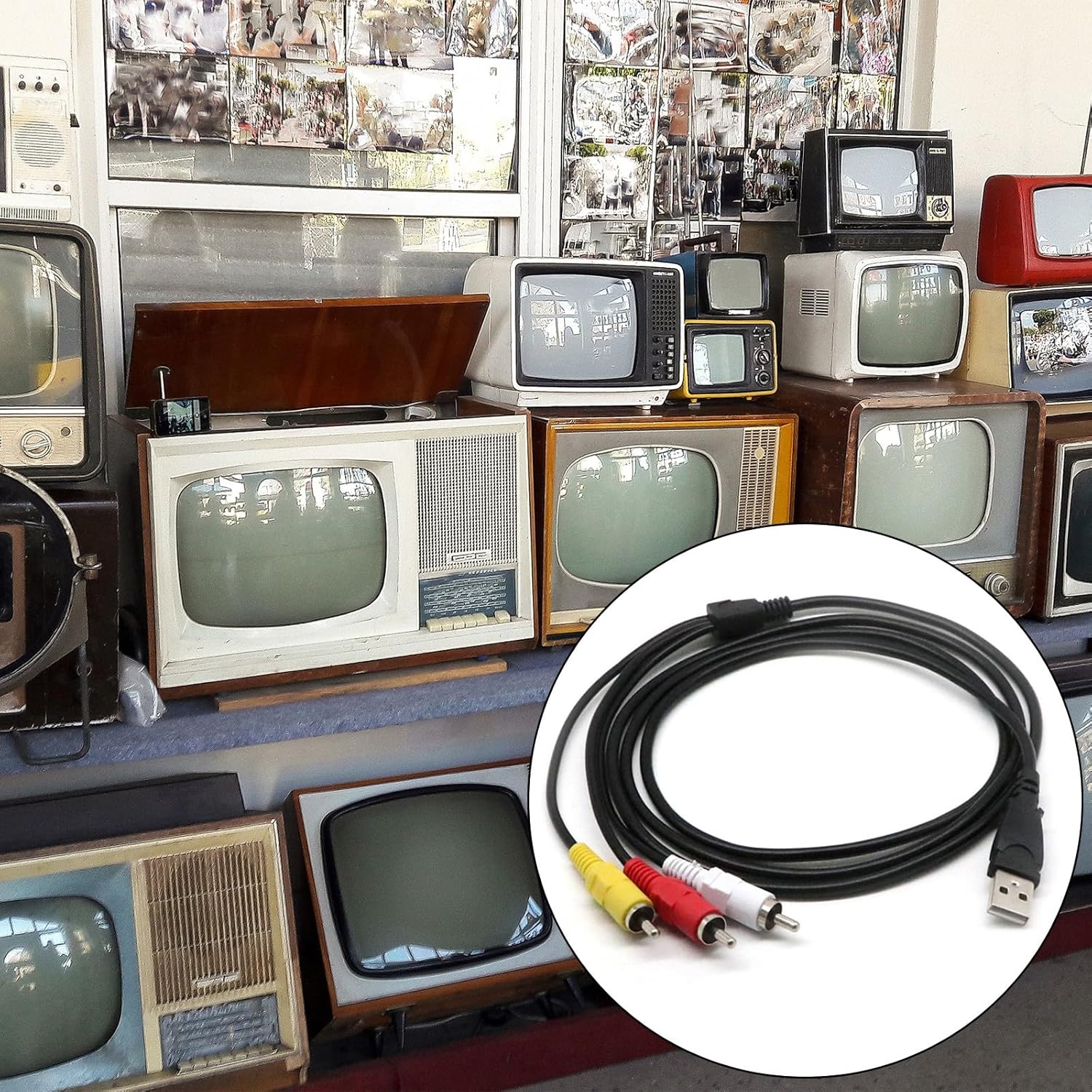 150cm USB to 3RCA AVアダプターケーブル - PC・ホームエンターテインメント用