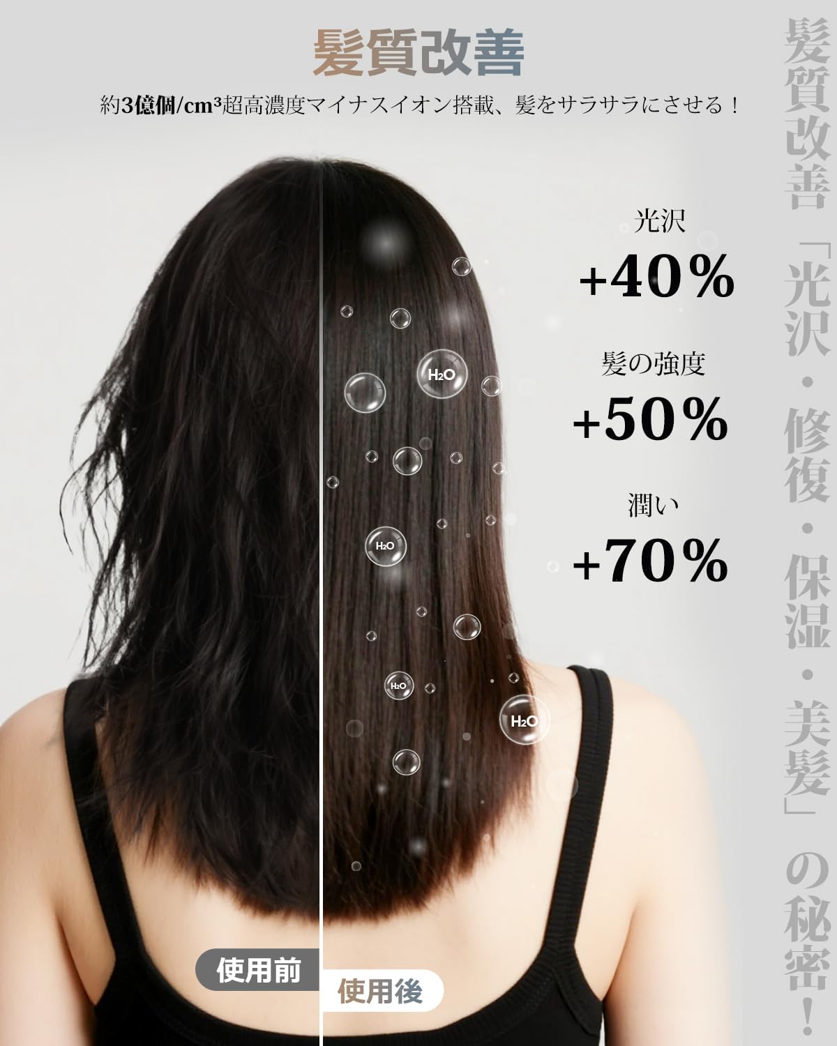 2025年モデル 1300W マイナスイオンヘアドライヤー 速乾 大風量 温度調節機能付き