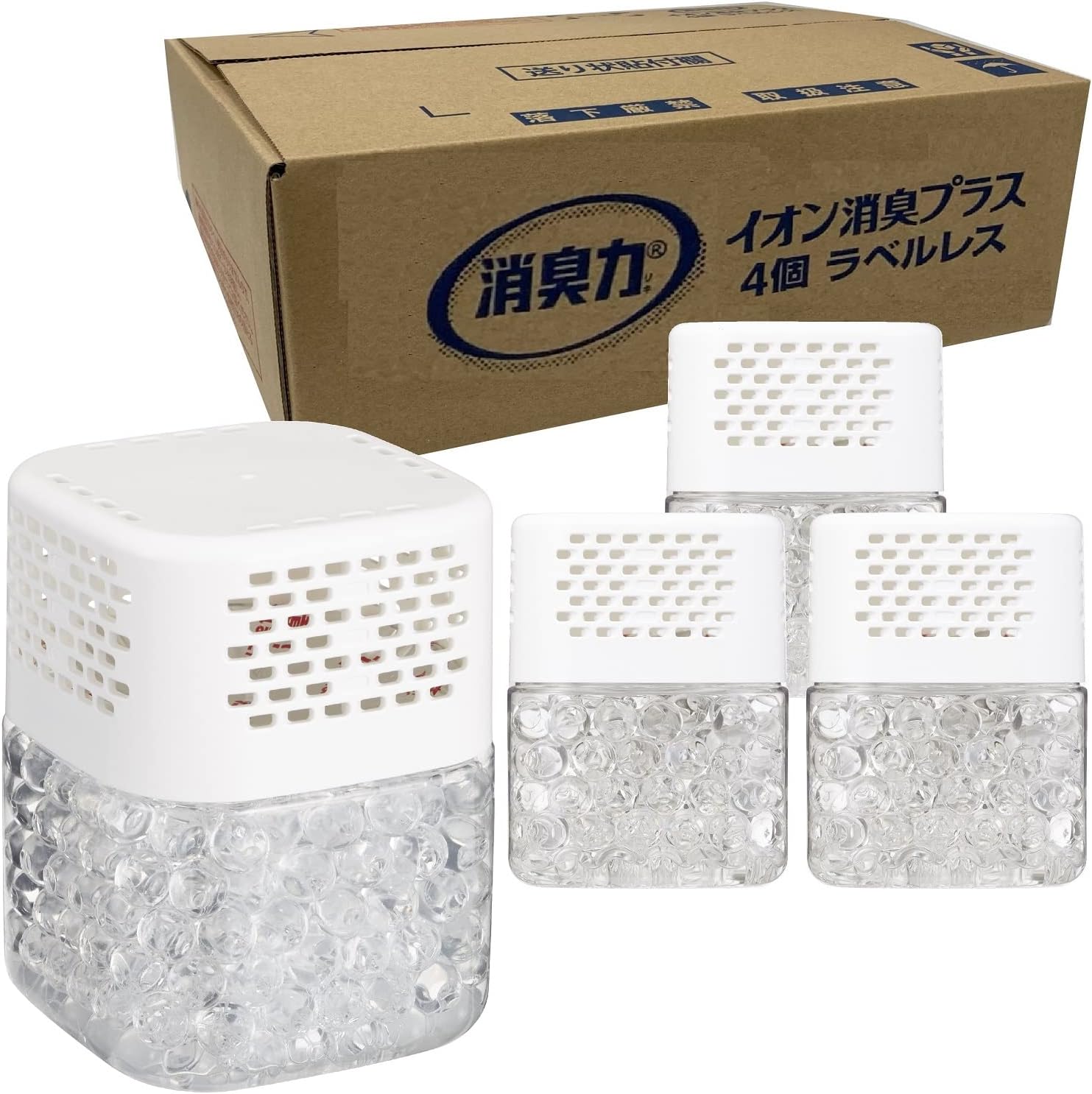 イオン消臭プラス 消臭ビーズ 320g×4個 無香料 ラベルレス 部屋・トイレ用【Amazon限定】